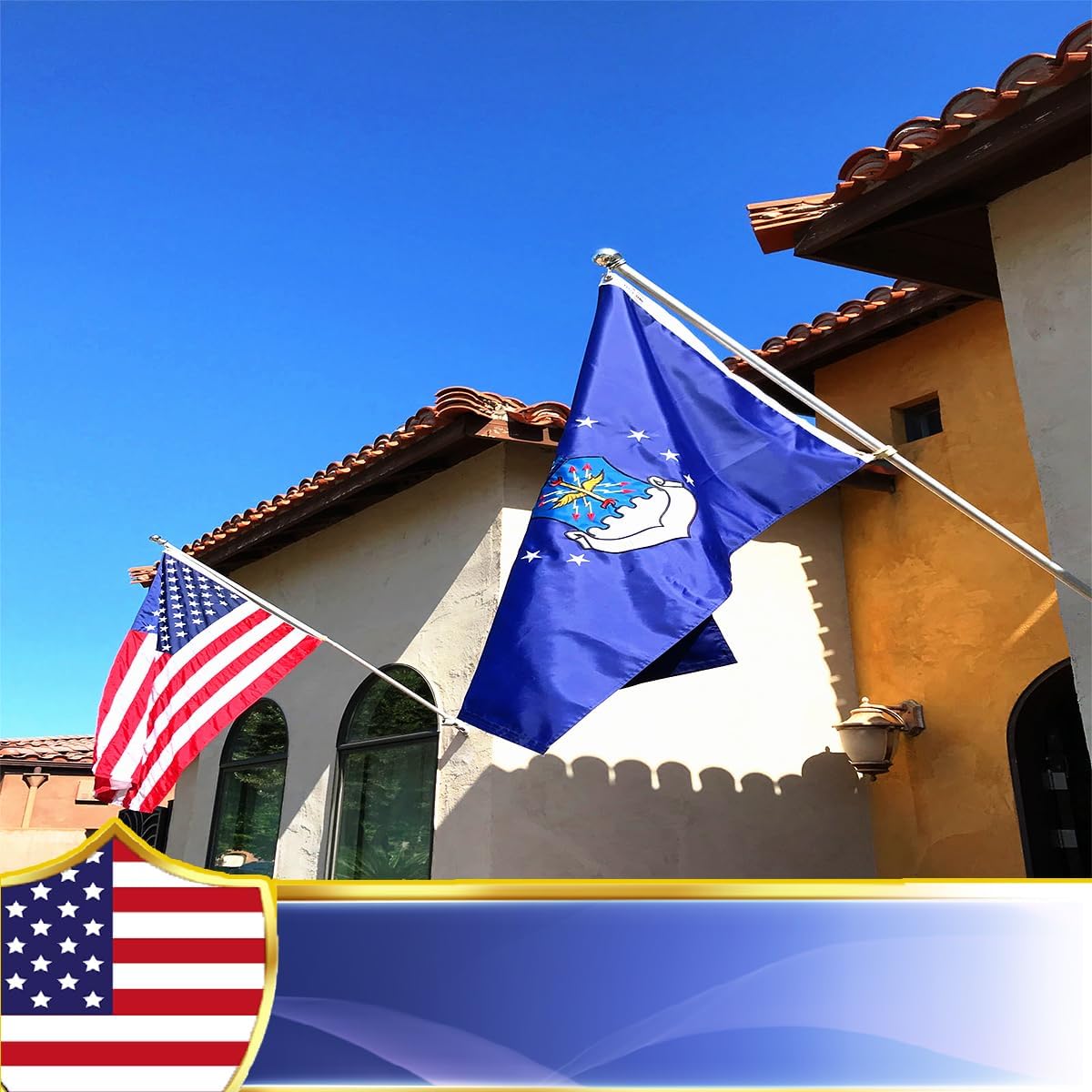 VOLTA Double Sided Space Force Flag 3x5ft, Outdoor Heavy Duty 3-Ply Durable Polyester Space Force Flag with Canvas Header/Brass Grommets for Indoor and Outdoor Decoration