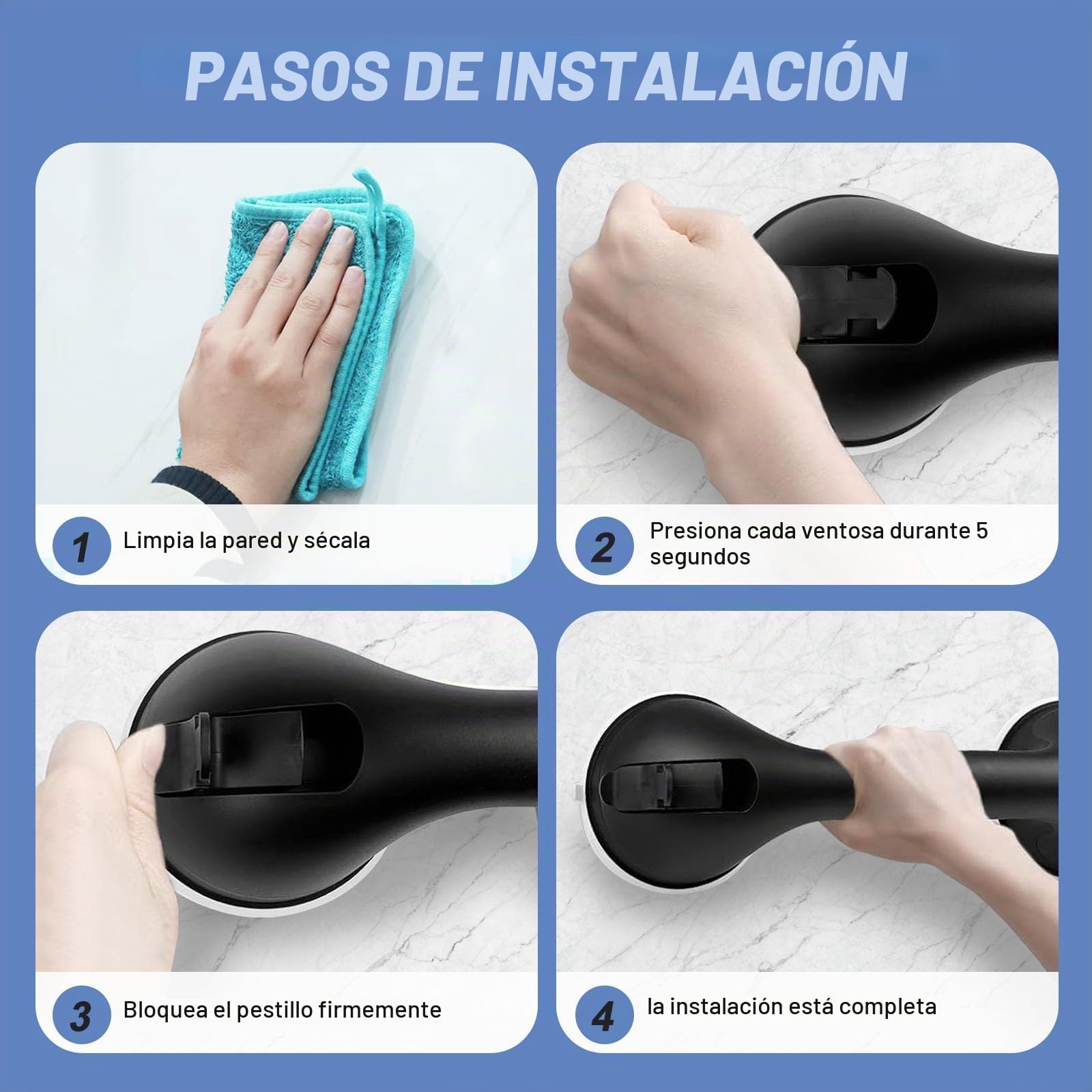 2 Pieza Agarraderas Baño para Mayores, Soporta 100 kg Asidero Ducha, Agarraderas Baño para lesionados, Ancianos, Mujeres Embarazadas(Gancho Soporta 20 kg)