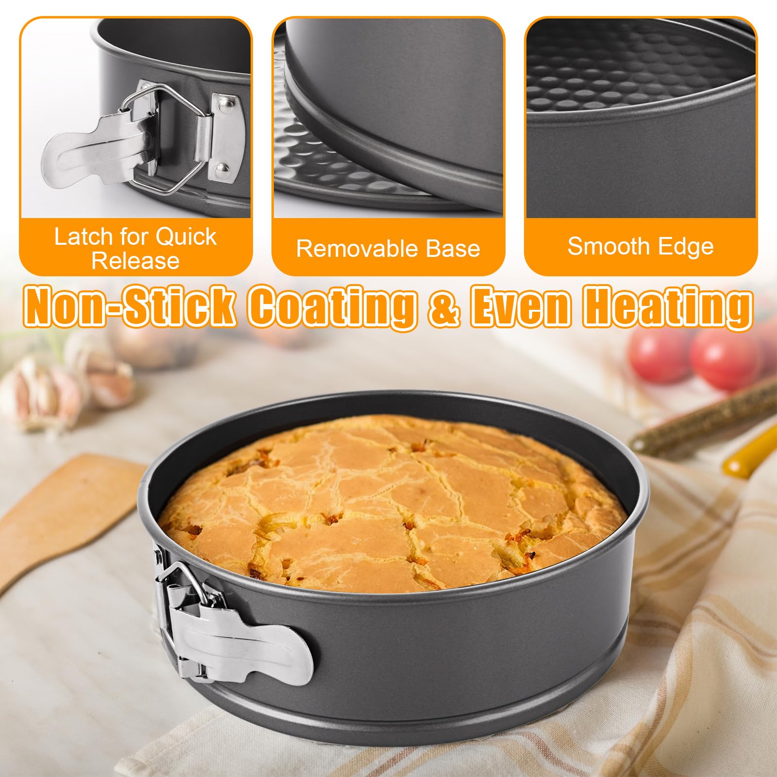3 moldes para tartas de 20 cm, moldes para tartas de 8 pulgadas para hornear, antiadherentes, moldes para tartas de queso para hornear redondos de 8 pulgadas, moldes negros para hornear para