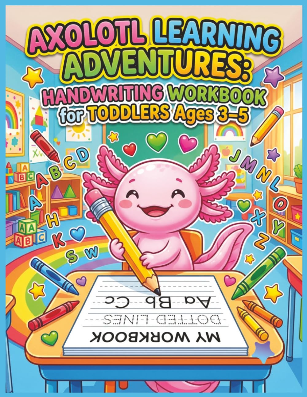Axolotl Learning Adventures: Handwriting Workbook for Toddlers Ages 3–5: Letter Tracing, Alphabet Practice, Pencil Control, Prewriting Skills