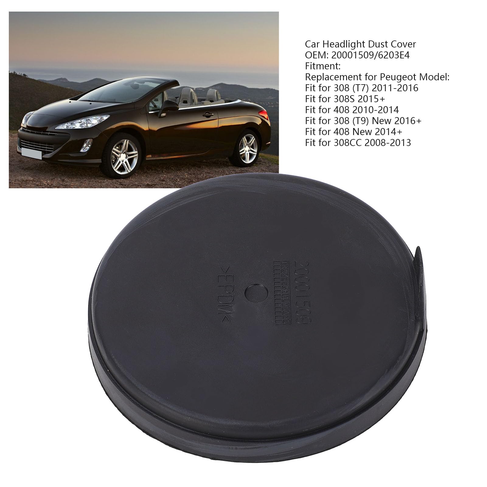 Copertura Antipolvere Ricambio per Fari Auto Compatibile con 308CC C4 Picasso 2008-2013 PP Rinforzato