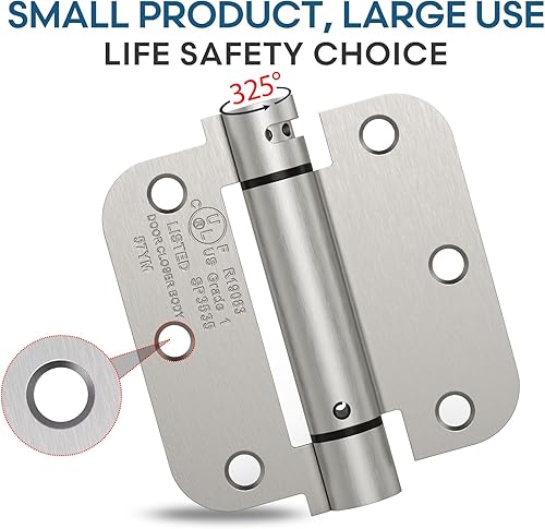Miniatura 4 de Treasem Bisagra de puerta de cierre automático, bisagra de resorte de cierre automático con tensión ajustable, 3.5 x 3.5 pulgadas, esquinas de radio