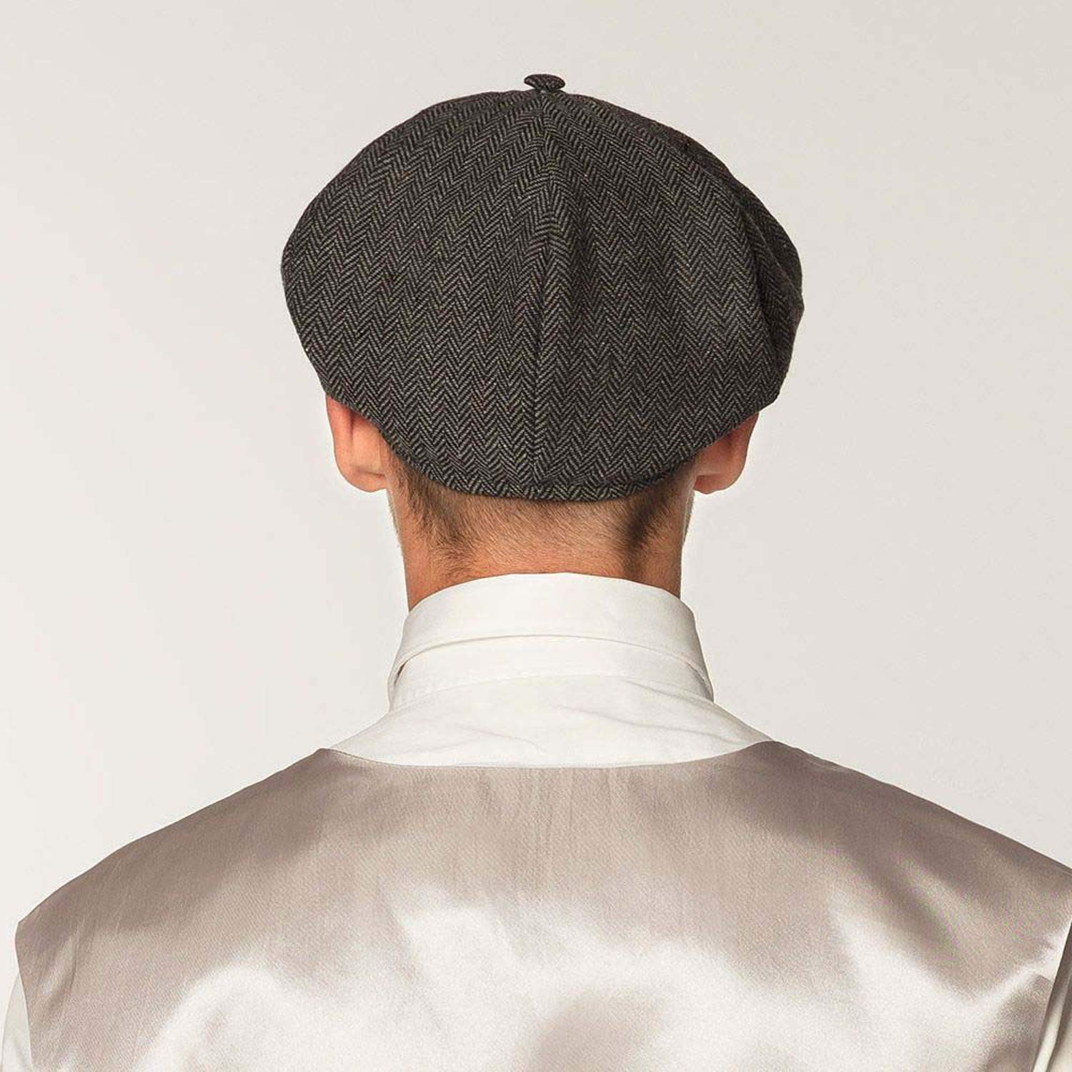 Boland Birmingham Flat Cap - Grey Herringbone Peaked Hat for 1920s Costume, Vintage Gangster Outfit, Carnival & Theme Party Accessory - Image 4