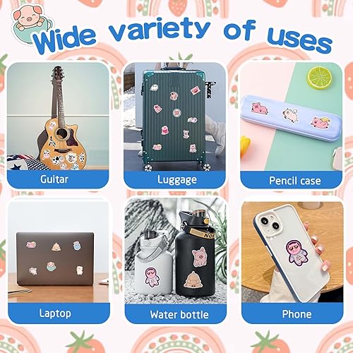 Miniatura 5 de 50 calcomanías Piglett, calcomanías Aniimal para botellas de agua, lindas calcomanías para adolescentes o niños, calcomanías impermeables para