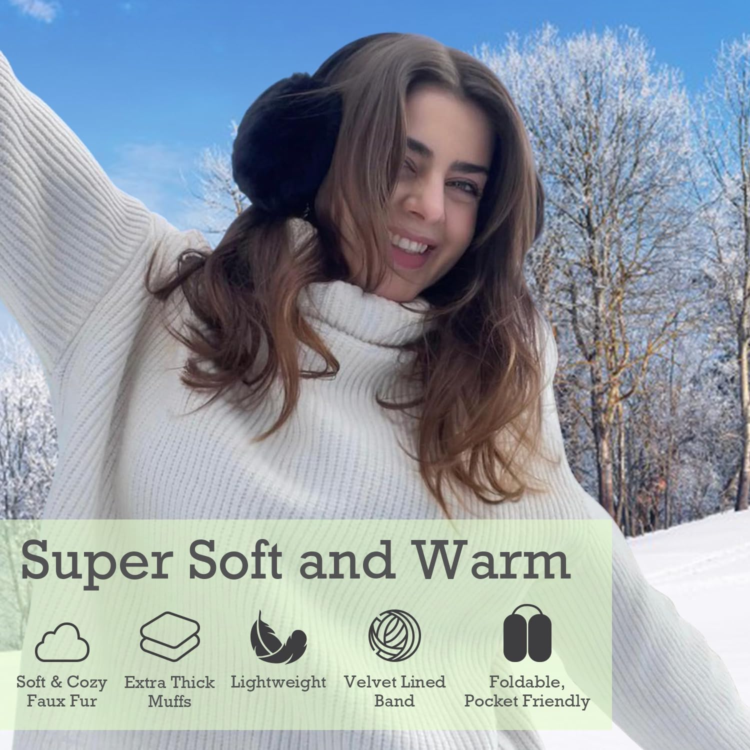 Women Winter Ear Muffs Warm Earmuffs Ladies Foldable Ear Warmer