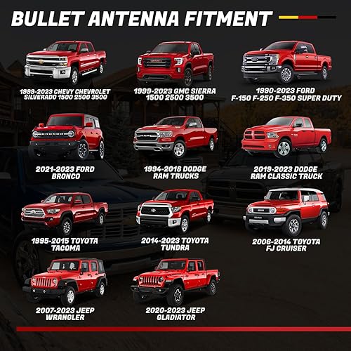 Miniatura 5 de ProCaps Antena corta universal de 50 Cal para camiones Ram, Ford F-150 F-250 F-350 Bronco, Toyota Tacoma Tundra FJ Cruiser, reemplazo de antena de