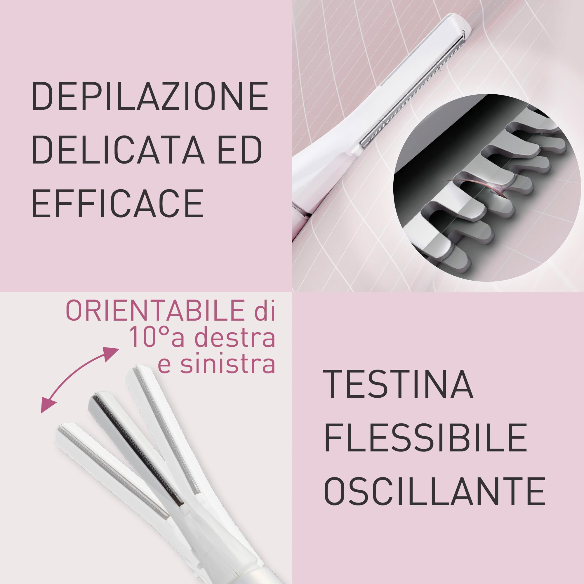 Panasonic ES-WR51 Epilatore Compatto per il Corpo, Rasoio da Donna, a Secco, Alimentato a Batteria (Necessaria 1 AAA), Cappuccio di Protezione, Spazzola di Pulizia, Bianco