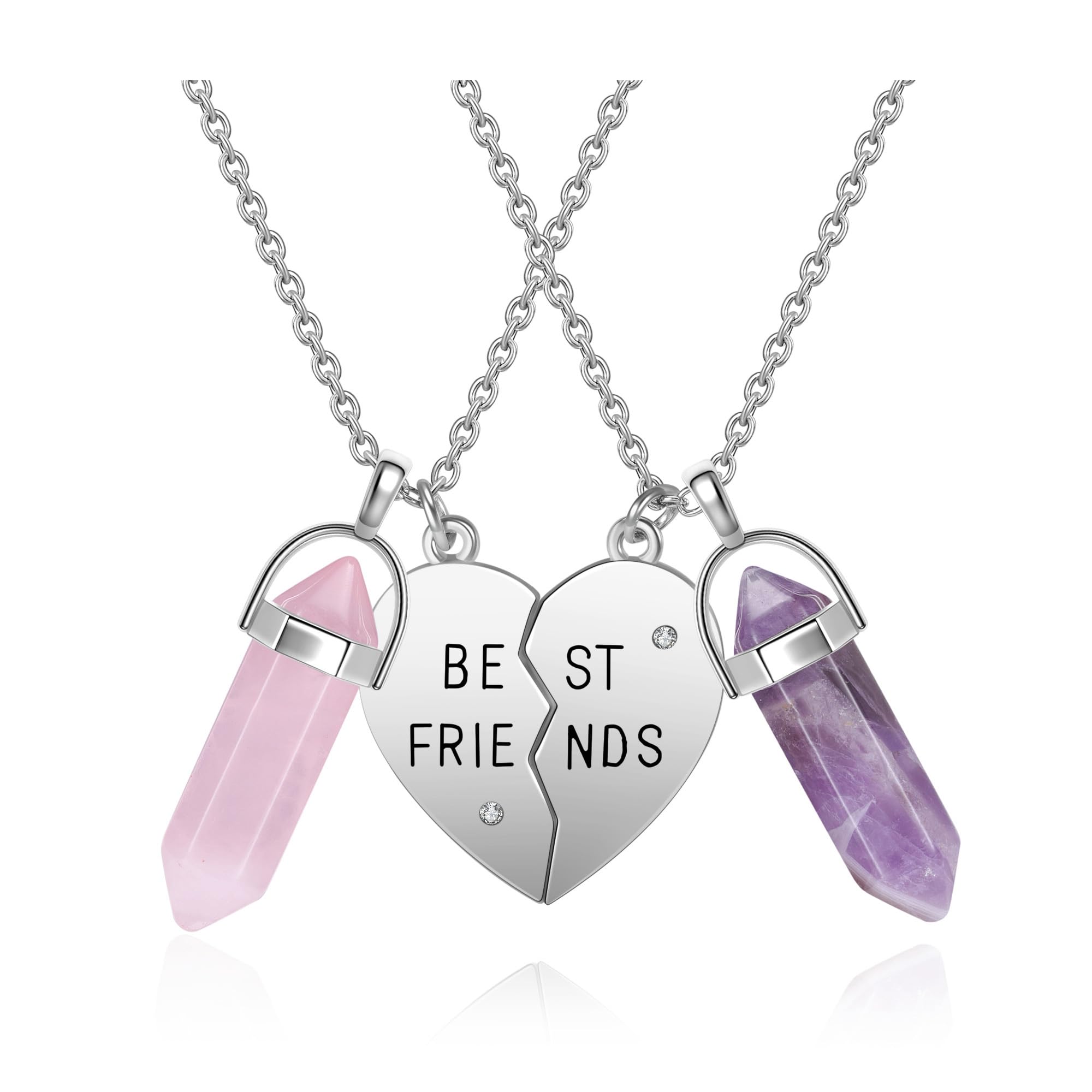 Freundschaftskette Für 2/3/4 BFF – Herz-Anhänger Aus 925 Sterling Silber, Personalisierbar