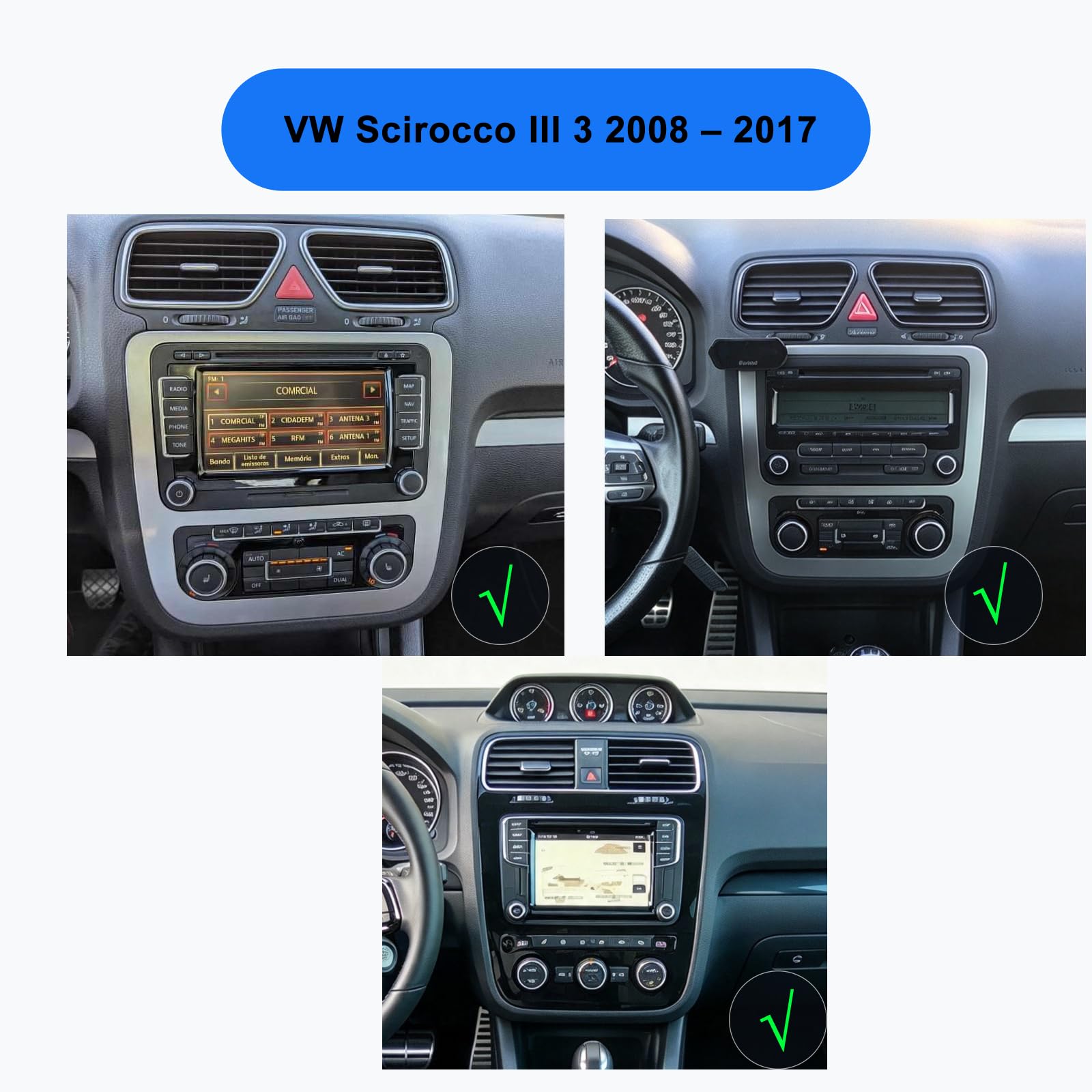 Radio Android 15 para VW Scirocco III 3 2008-2017, 9 Pulgadas 2DIN, 4+64GB