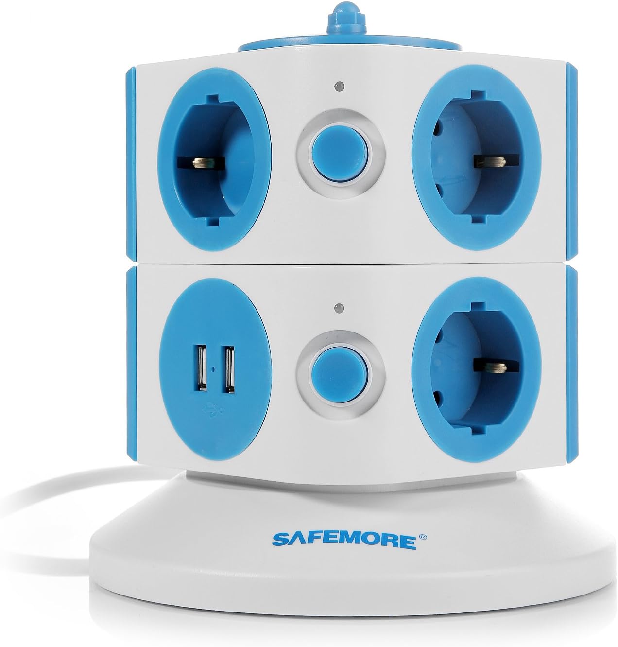 Safemore Switchable 7 Compartment Power Strip, Multi Socket, Power