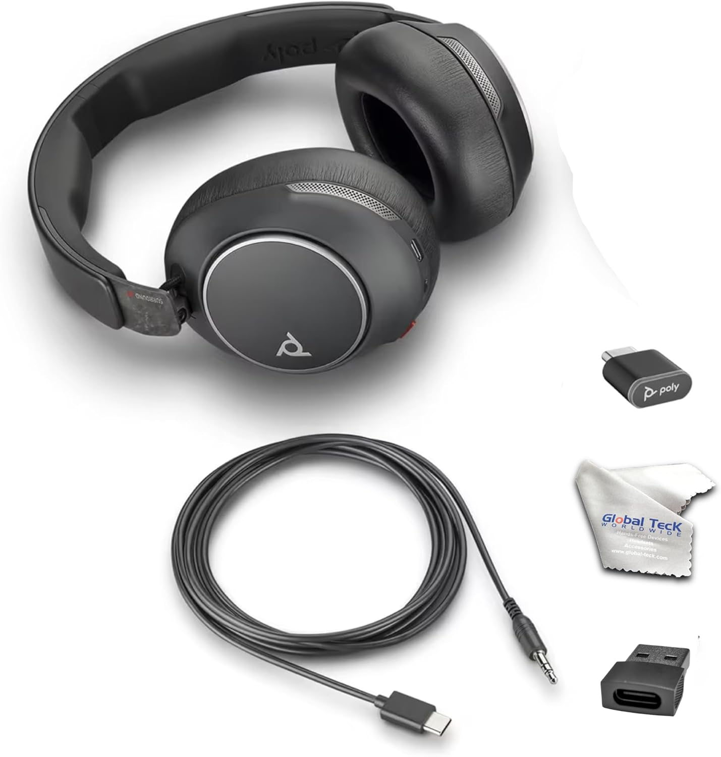 Poly Voyager Surround 80 UC USB-C Bluetooth Boomless Noise-Canceling Wireless Over-Ear Headset – Open Office Certified – Compatible with Smartphones, Tablets, PC/MAC with GTW Microfiber Cloth Poly Voyager Surround 80 UC USB-C Bluetooth Boomless Noise-Canceling Wireless Over-Ear Headset – Open Office Certified – Compatible with Smartphones, Tablets, PC/MAC with GTW Microfiber Cloth