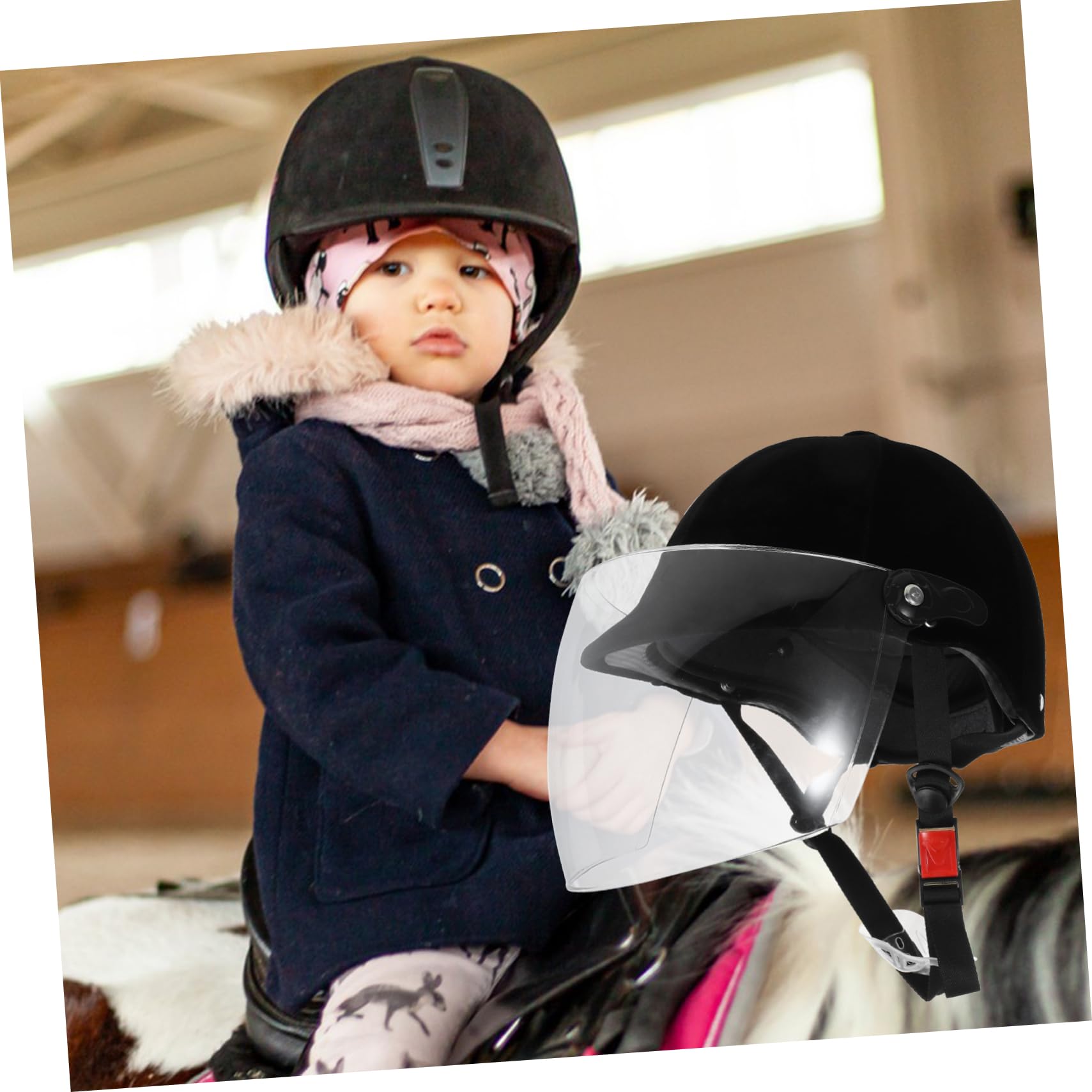 Negro Casco de Montar Abs para Niños para Equitación Infantil