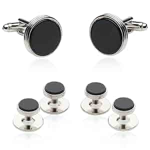 金メッキ カフリンクス 2ペア Amazon | Cuff-Daddyのオニキスとシルバーのタキシード用
