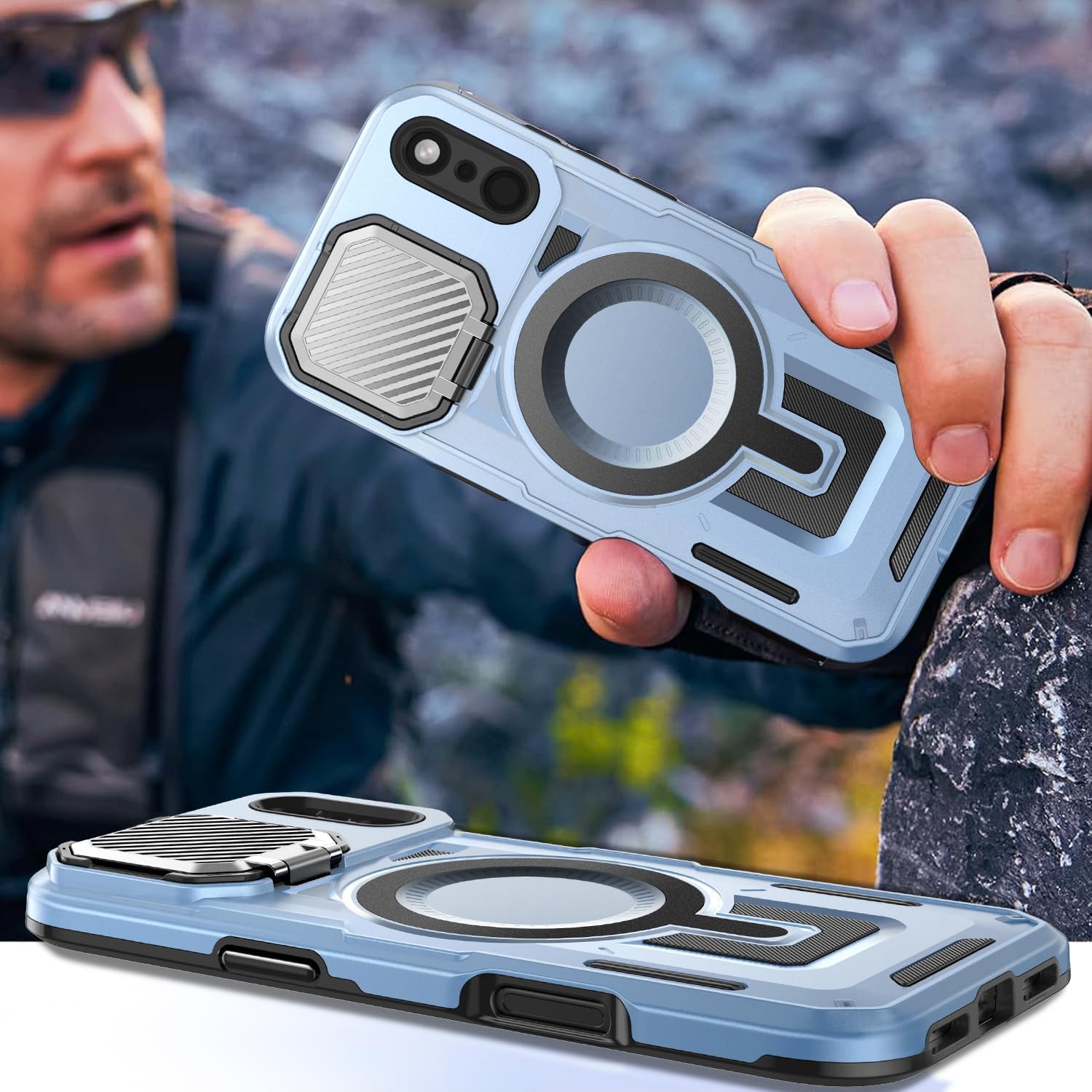 Camera Stand Case for iPhone 17 Pro Max, [Compatible with MagSafe] [Lens Cover] 2025 Version Military Grade Protective Soft Case for iPhone 17 Pro Max 6.9 inch Men Women, Blue - Image 7