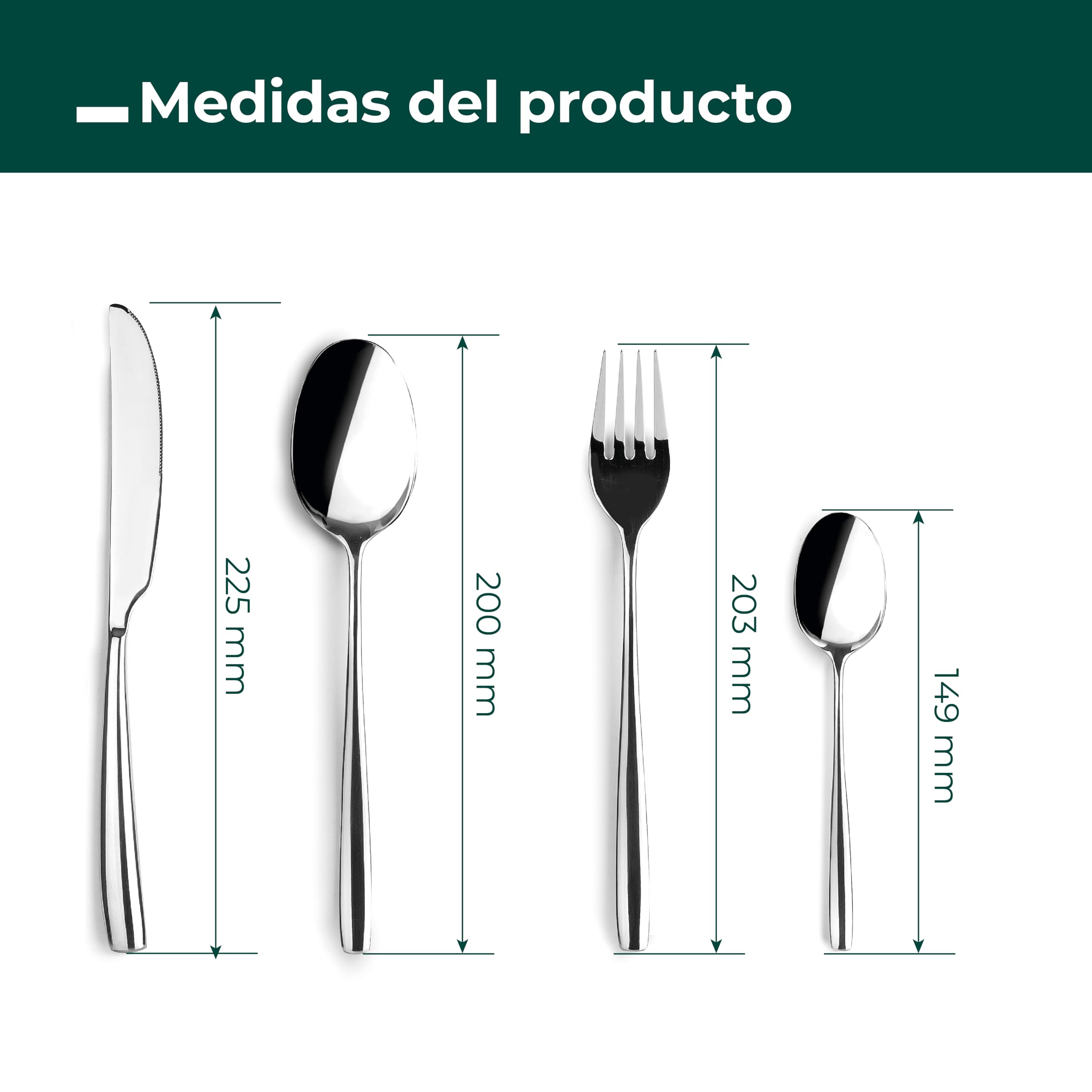 JAY - 16080524 - Juego de Cubiertos para 6 Personas, Pack 24, Acero Inoxidable 18/10, Serie Ópalo, Grosor 4 mm, Cuchara, Tenedor, Cuchillo y Cucharilla Aptos para Lavavajillas, Plateado