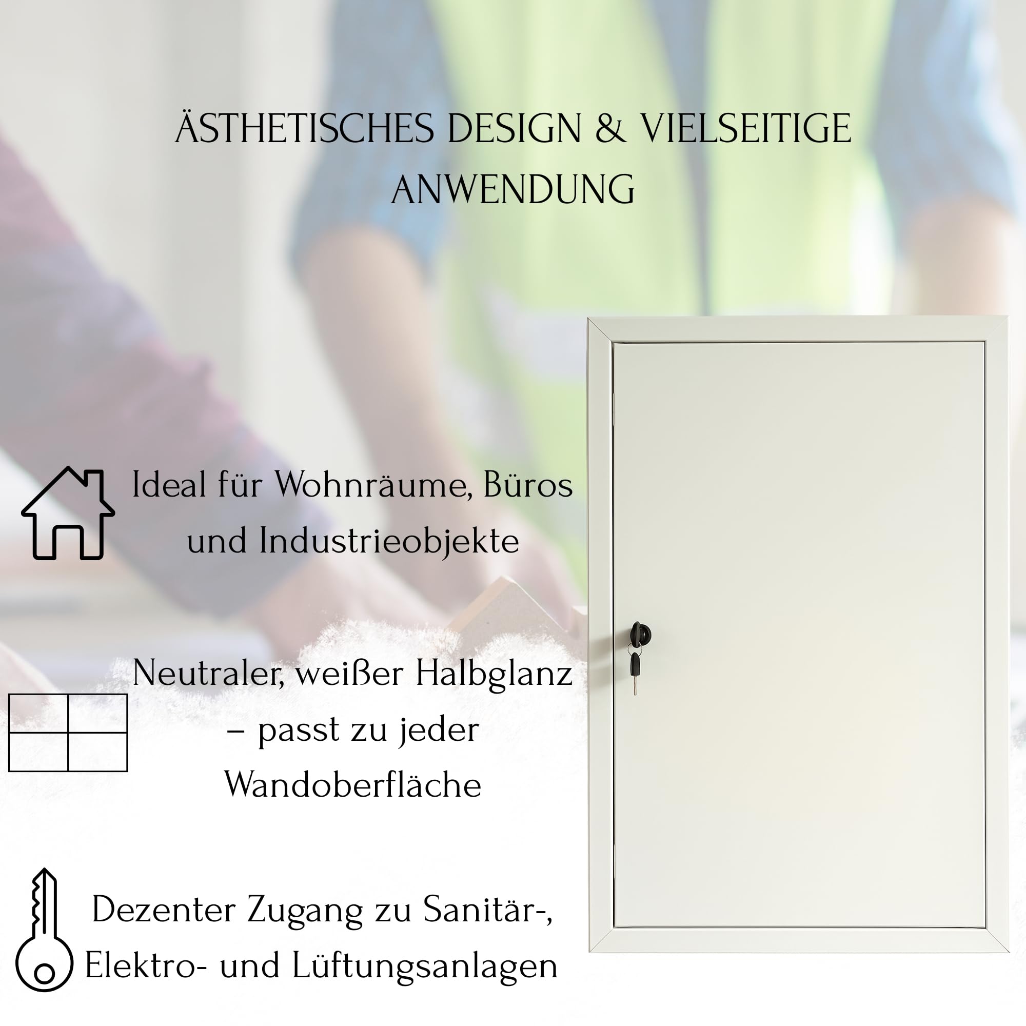 TMALASER Drzwi rewizyjne metalowe 30 x 60 cm stal ocynkowana – klapa rewizyjna biała 300 x 600 mm, zamek z kluczem - drzwi inspekcyjne do ścian murowanych i karton-gips