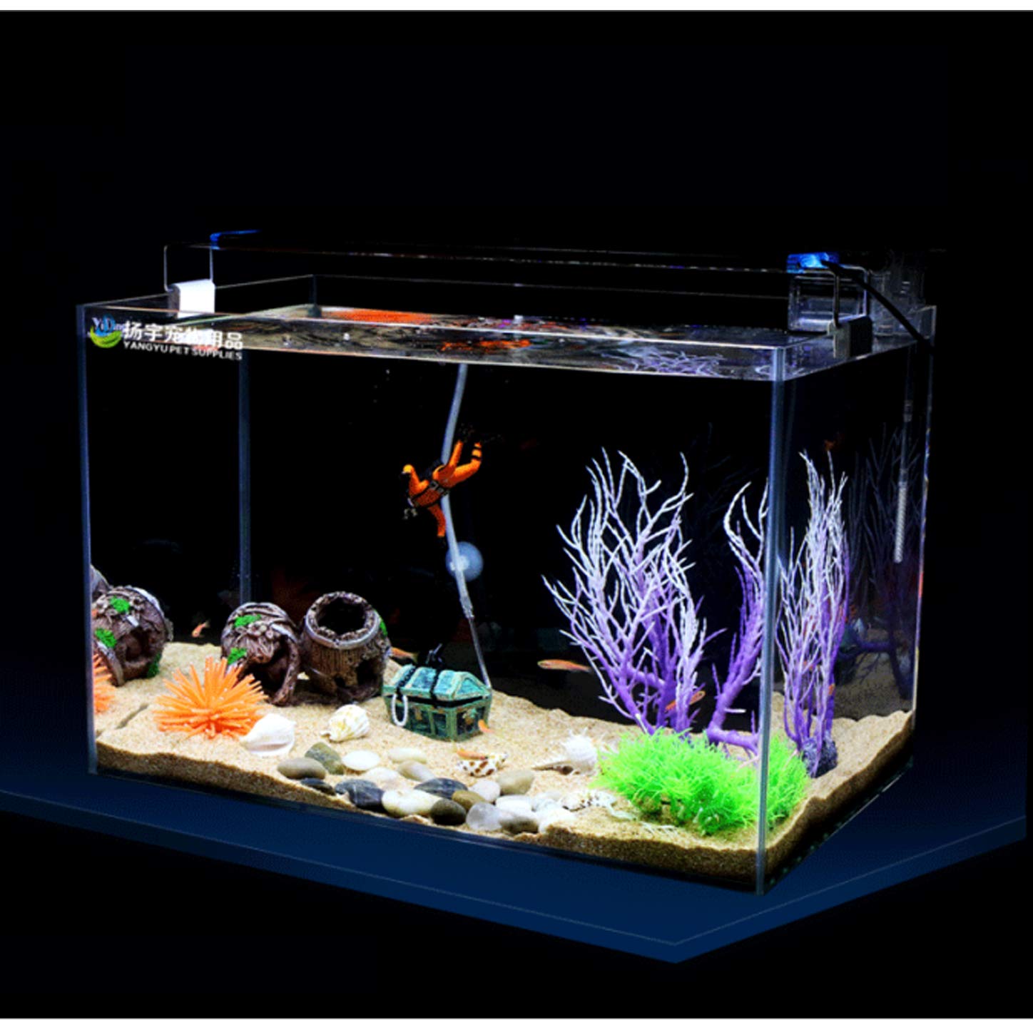 Amazon.co.jp: Gasea ダイバー 宝箱 アクアリウム 飾り 水槽 オレンジ