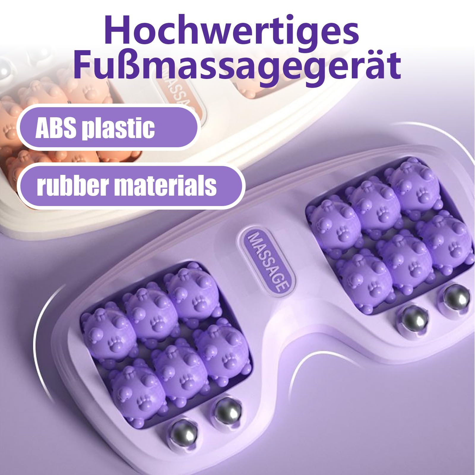 Fussmassageroller, Portable Dual Fussroller, Massageroller, Faszienrolle Fuß Für Plantarfasziitis Und Fußschmerzlinderung Mit Akupressur Massagestab und eine Akupressur-Tabelle (Lila)