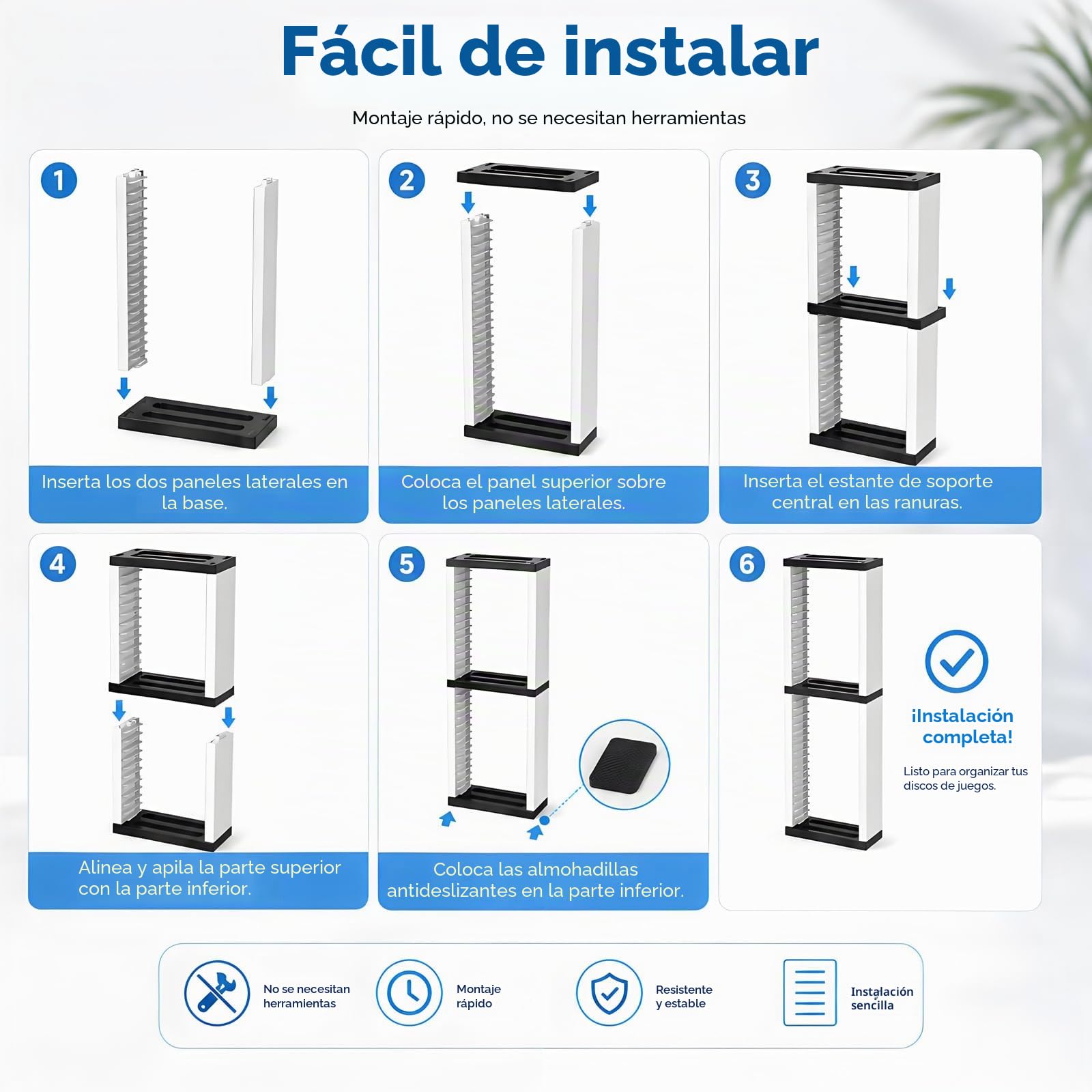 Torre de Almacenamiento para Juegos PS5 PS4 con Capacidad para 36 Discos | Soporte Vertical Organizador para Videojuegos Compatible con Consolas y Accesorios Gaming