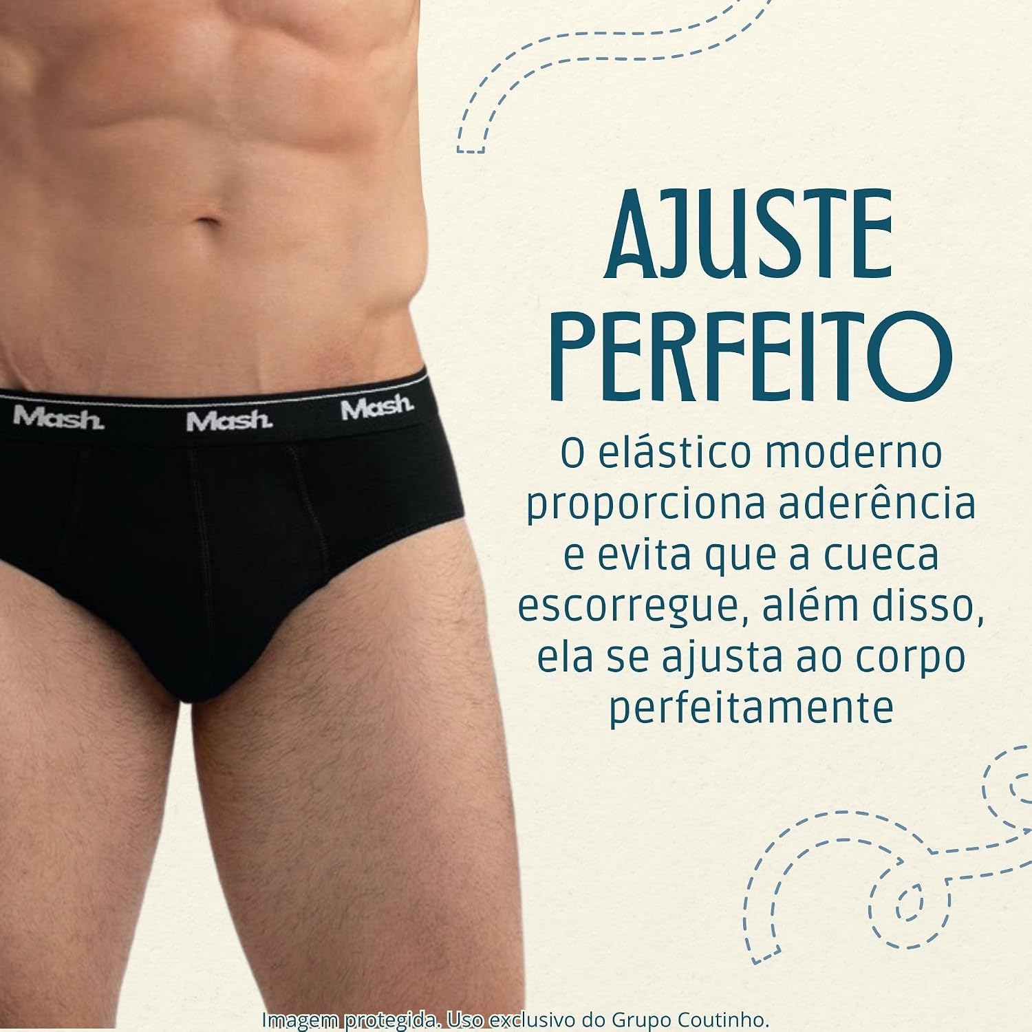 Kit 6 Cuecas Mash Slip Algodão Cotton Hipoalergênica Masculina
