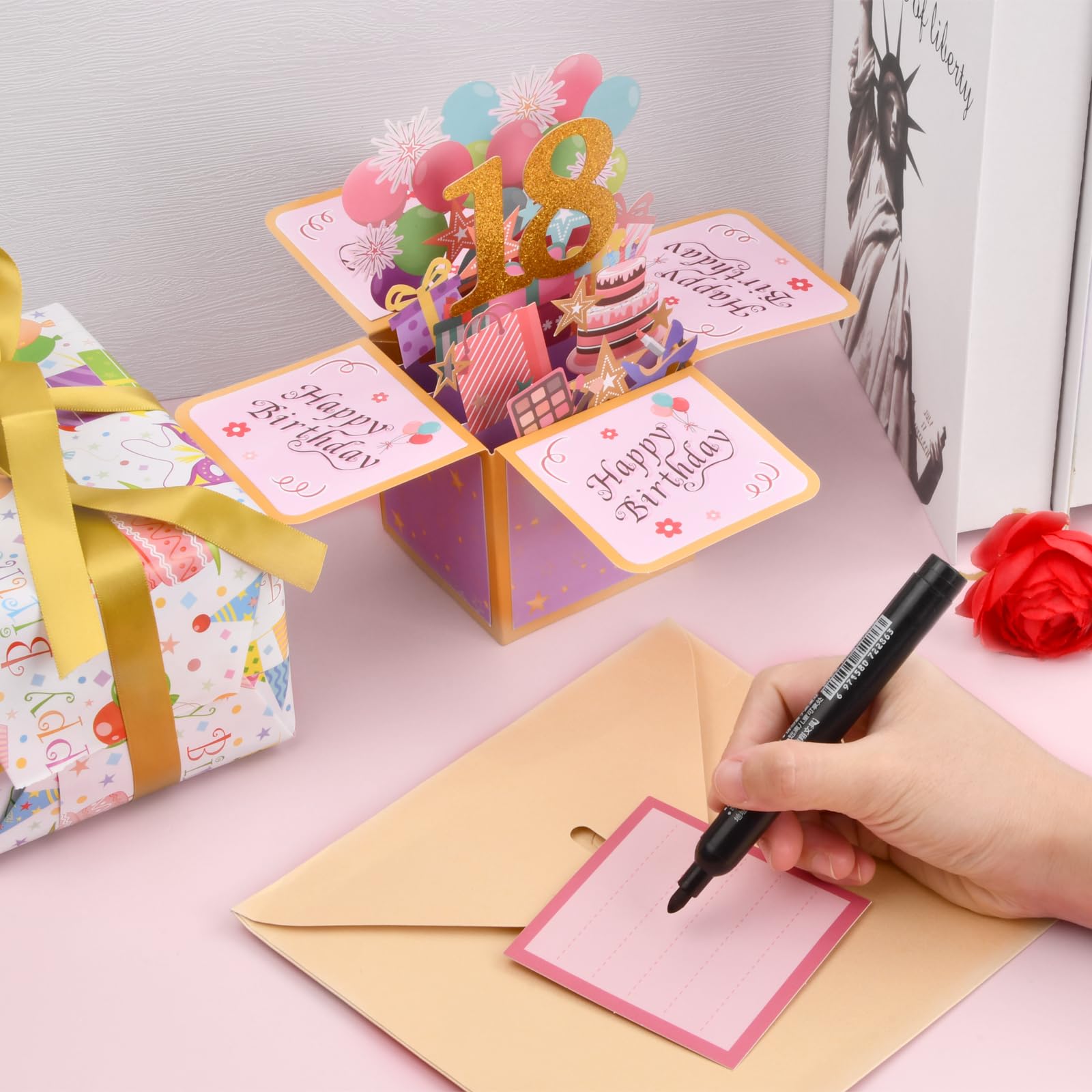 WBdesignz Set di 2 biglietti di auguri per il 18° compleanno