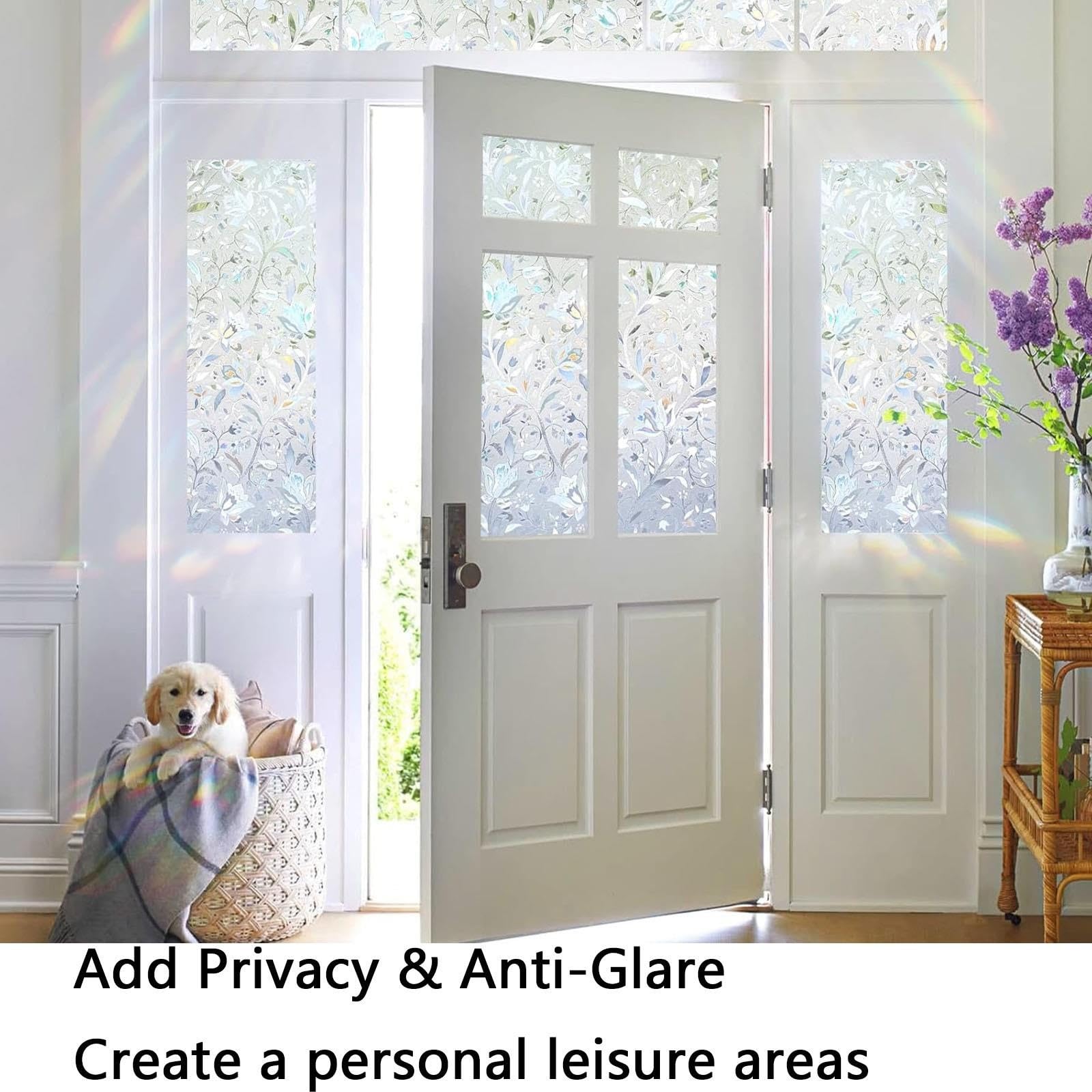Pellicola Vetri Finestre Privacy Autoadesive Anti-UV Opaca Pellicole Privacy Finestra Senza Colla Riutilizzabile Per Ufficio Bagno Camera Da Letto Sala Di Riunione(C,80x250cm)