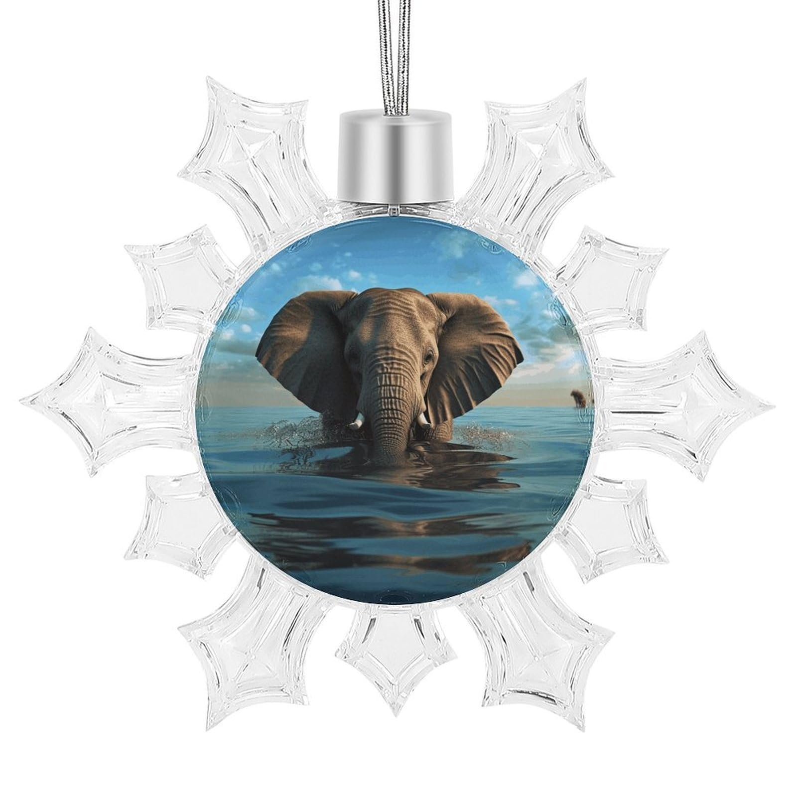 Elephant is Sitting in The Water Snowflake Ornaments Cute Snowflake Pendant Exquisite Christmas Tree Ornaments for Christmas Weddings New Year Birthday Holiday Celebration