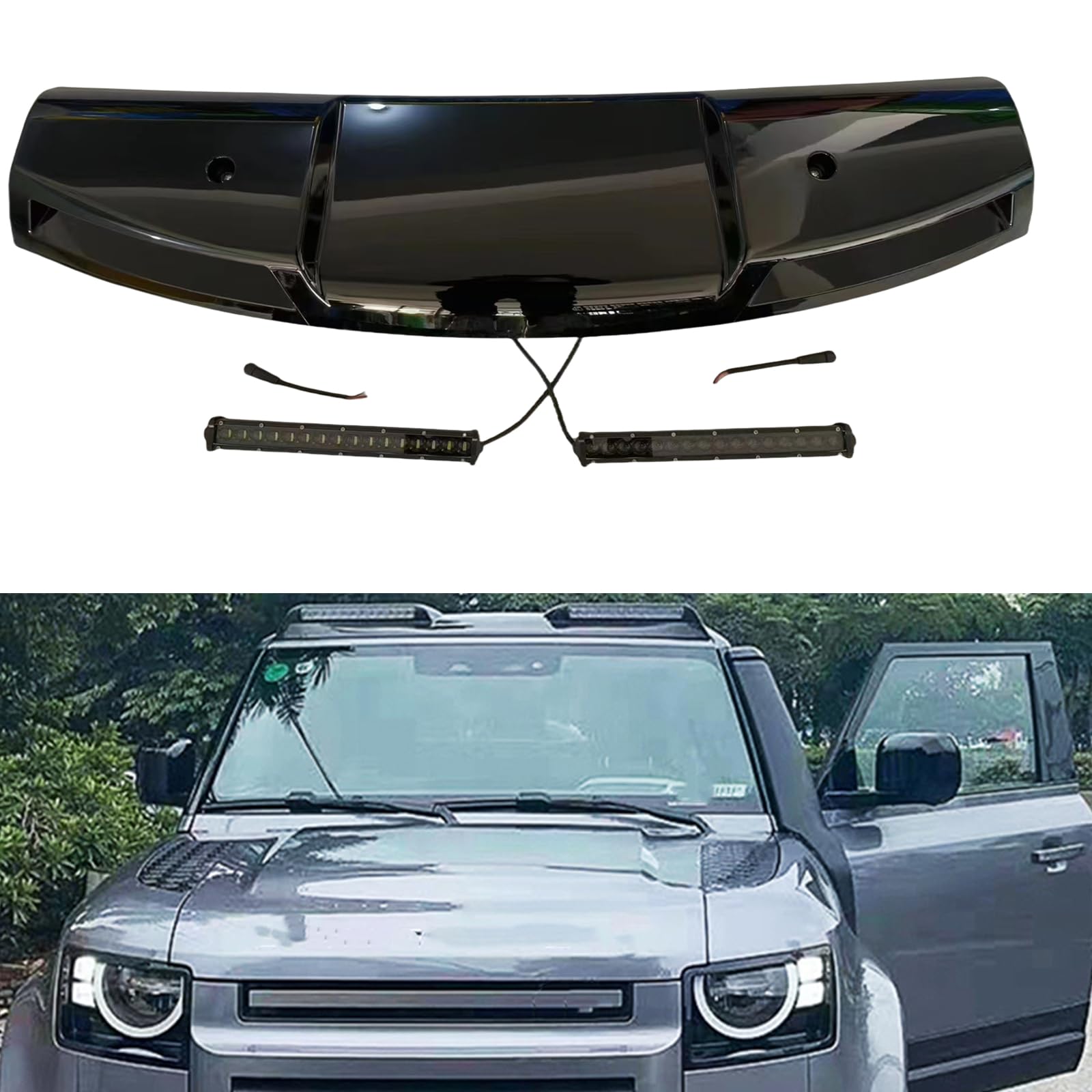 Front Roof Light Bar DRL 4 Light 2 Light For Land Rover Defender 90 110 2020-2025 Black