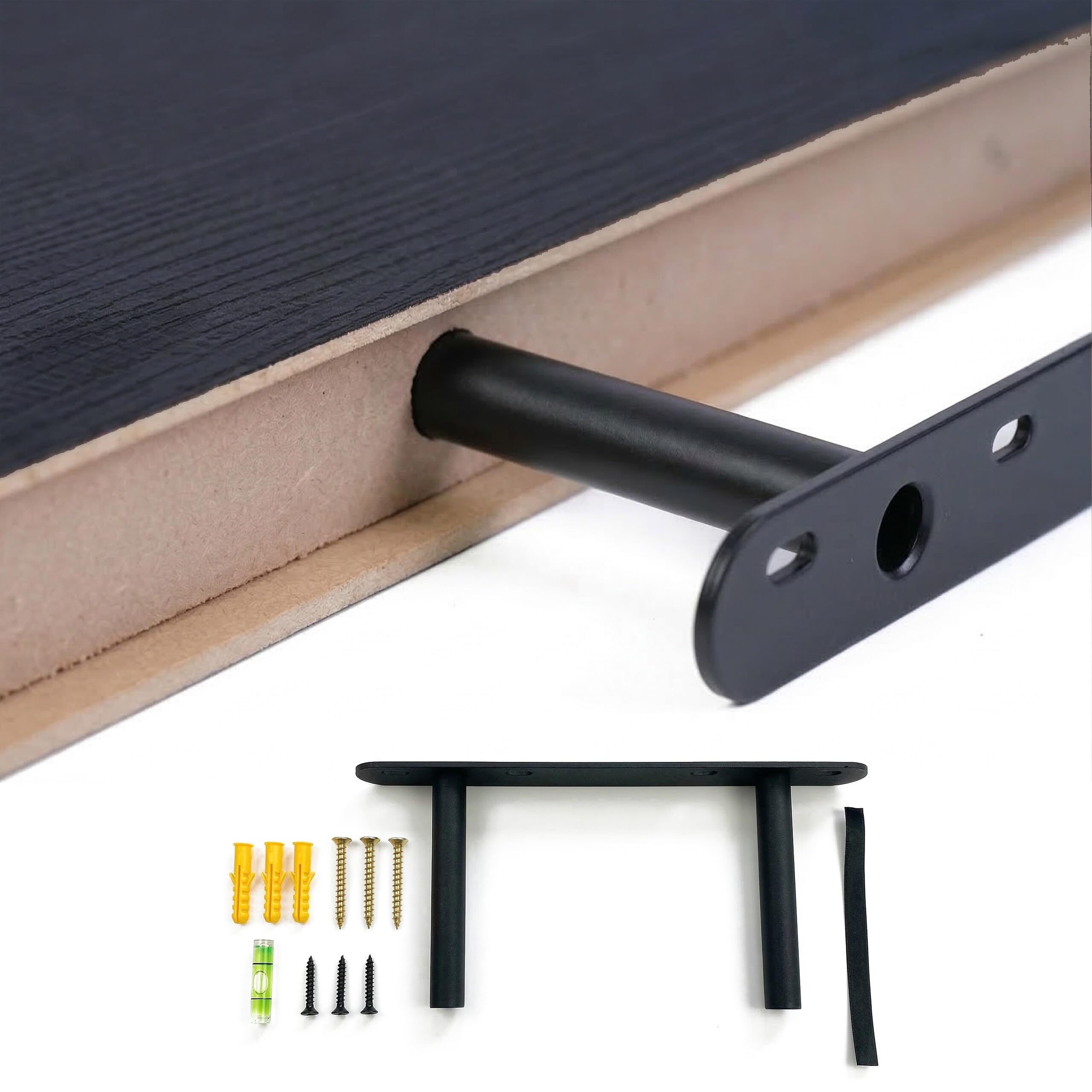 Relaxdays Estantería de Pared Set de 3, Efecto Madera, Metal, 4 x 50 x 23 cm, Negro