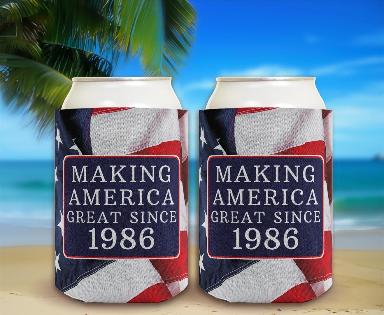 Prezenty urodzinowe na 40. urodziny 'Making America Great Since 1983' 40. urodziny żart prezenty na przyjęcie urodzinowe 2-pak Can Coolie Drink Coolies Coolies Flaga USA