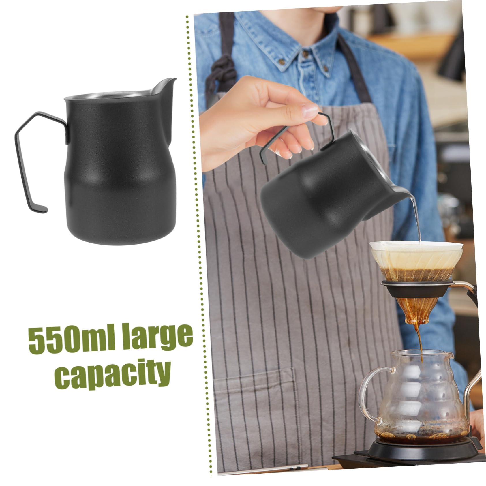 Uonlytech 3piezas Cafetera De Acero Inoxidable Para Espumar Leche Jarra De Café Diseño Elegante Capacidad Para Preparar Lattes y Cappuccinos Casa