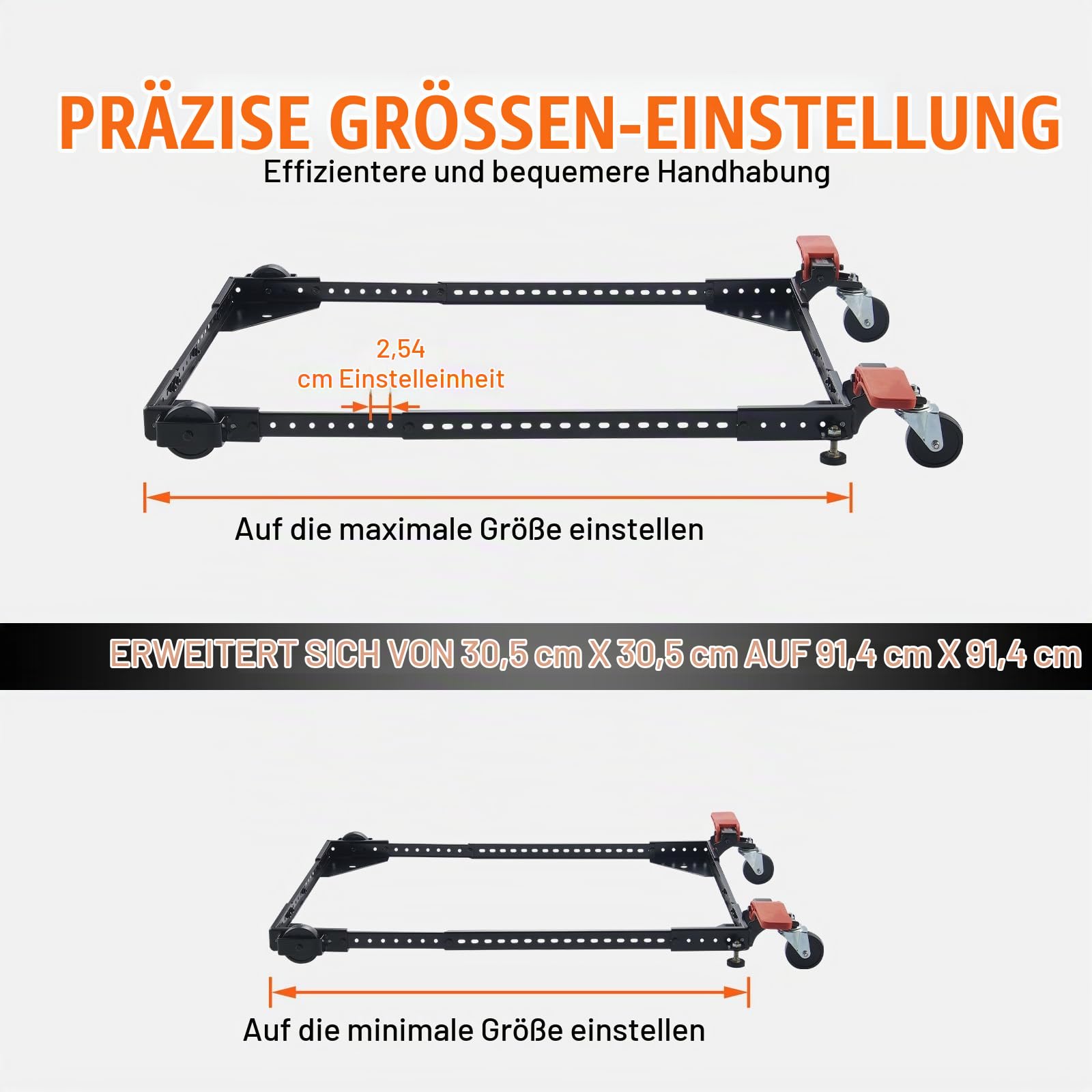 VEVOR Mobiler Sockel, 226,8 kg Tragkraft, Einstellbar von 304x304mm bis 914x914mm, Robuster Universal-Mobilständer mit Schwenkrädern, für Holzbearbeitungsgeräte, Bandsägen, Elektrowerkzeuge, Maschinen