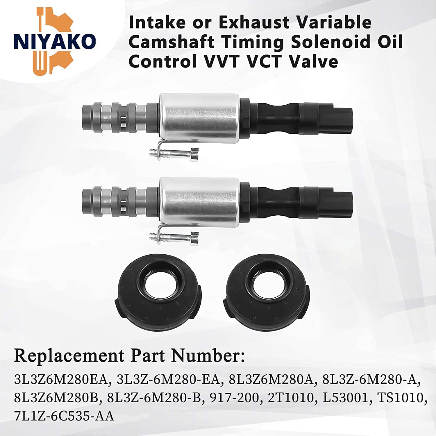 Niyako 2 Pcs Camshaft Variable Valve Timing Solenoid - Fits 2004-2013 Ford F150 F250 Lincoln Navigator 4.6L 5.4L