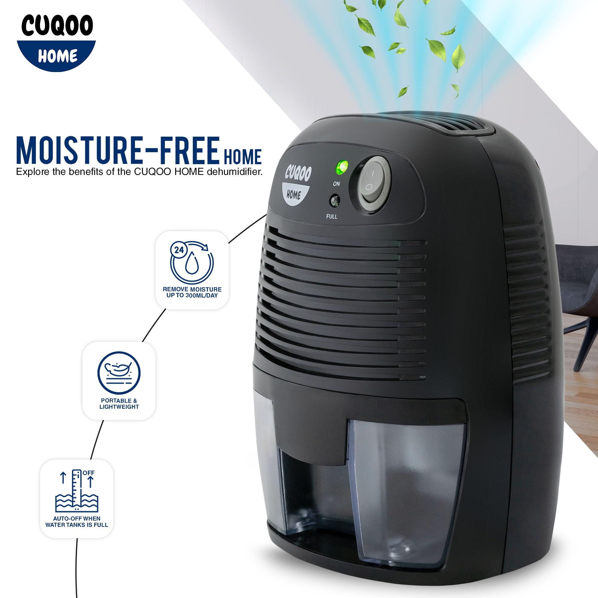 2.2l Large Dehumidifier Portable Quiet Home Air Dryer For Mould Moisture Damp | UK