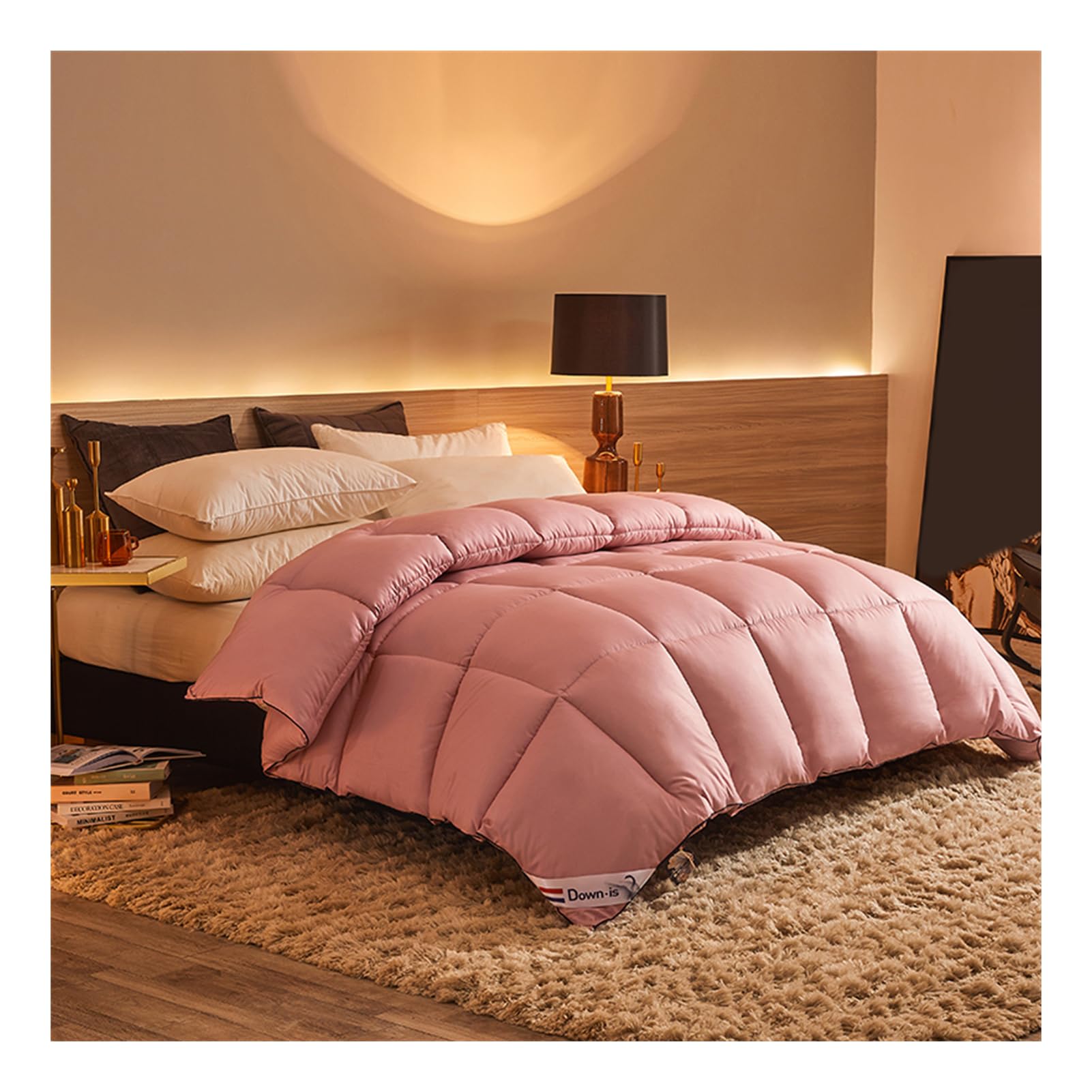 HonunGron Edredón Nórdico, Edredón de Plumas y Plumón, Invierno Colcha Nordico Cama 150/180/200 Edredon De Invierno Cálido y Transpirable Caliente y Cómodo (Rosa,200x230cm(3kg))