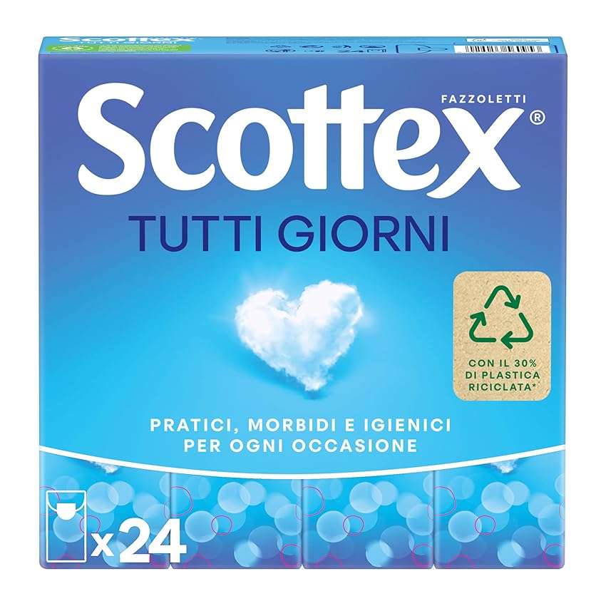 Scottex Box Tutti Giorni Fazzoletti di carta, Pratici e Comfortevoli, Con Carta Certificata FSC, Confezione da 24 Pacchetti