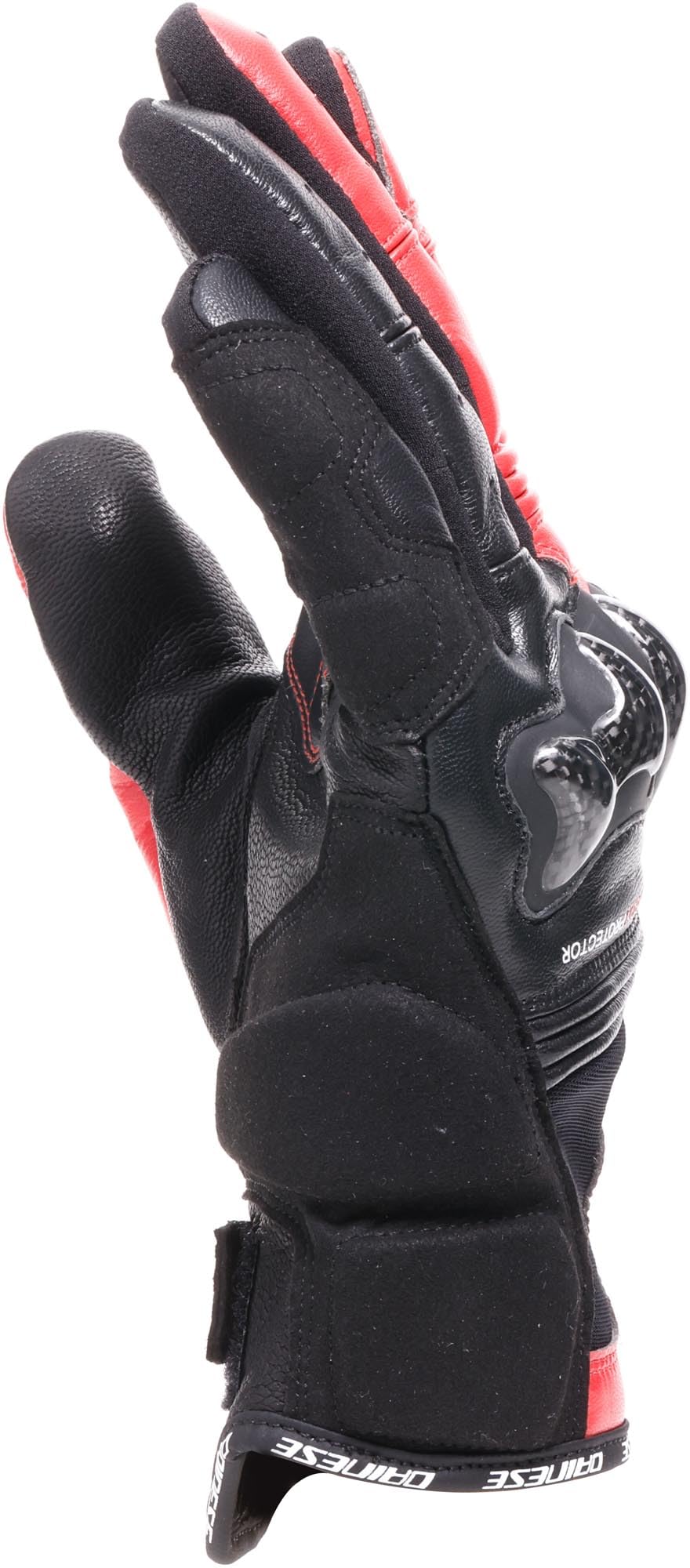 Dainese Reacto Carbon Short Gloves - Guanti Moto Corti in Pelle con Protezione Nocche in Carbonio e Imbottiture Palmo e Dita Smart Touch Men's