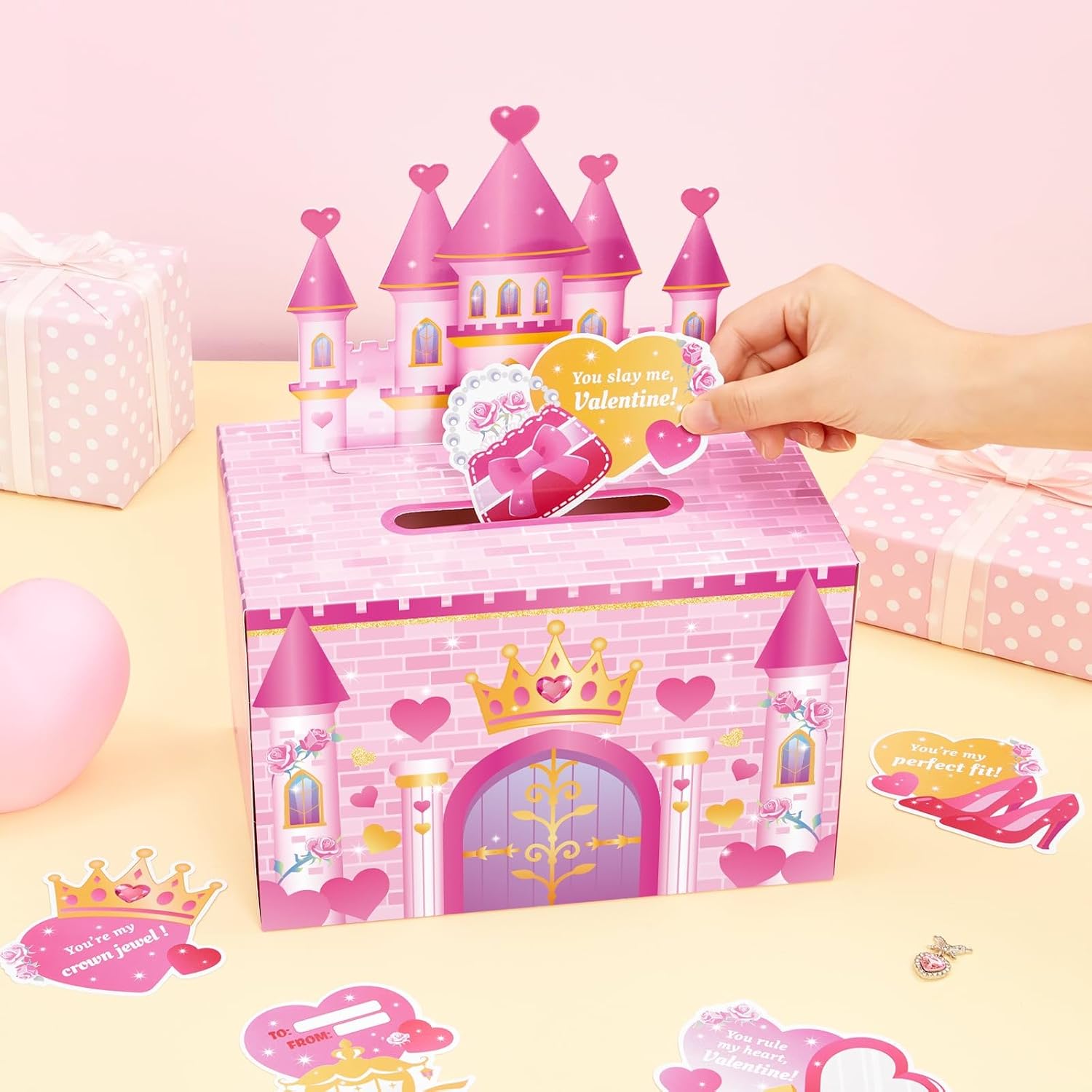 WERNNSAI Valentine Cards Gift Box +11 PCS Princess Party Decorations
