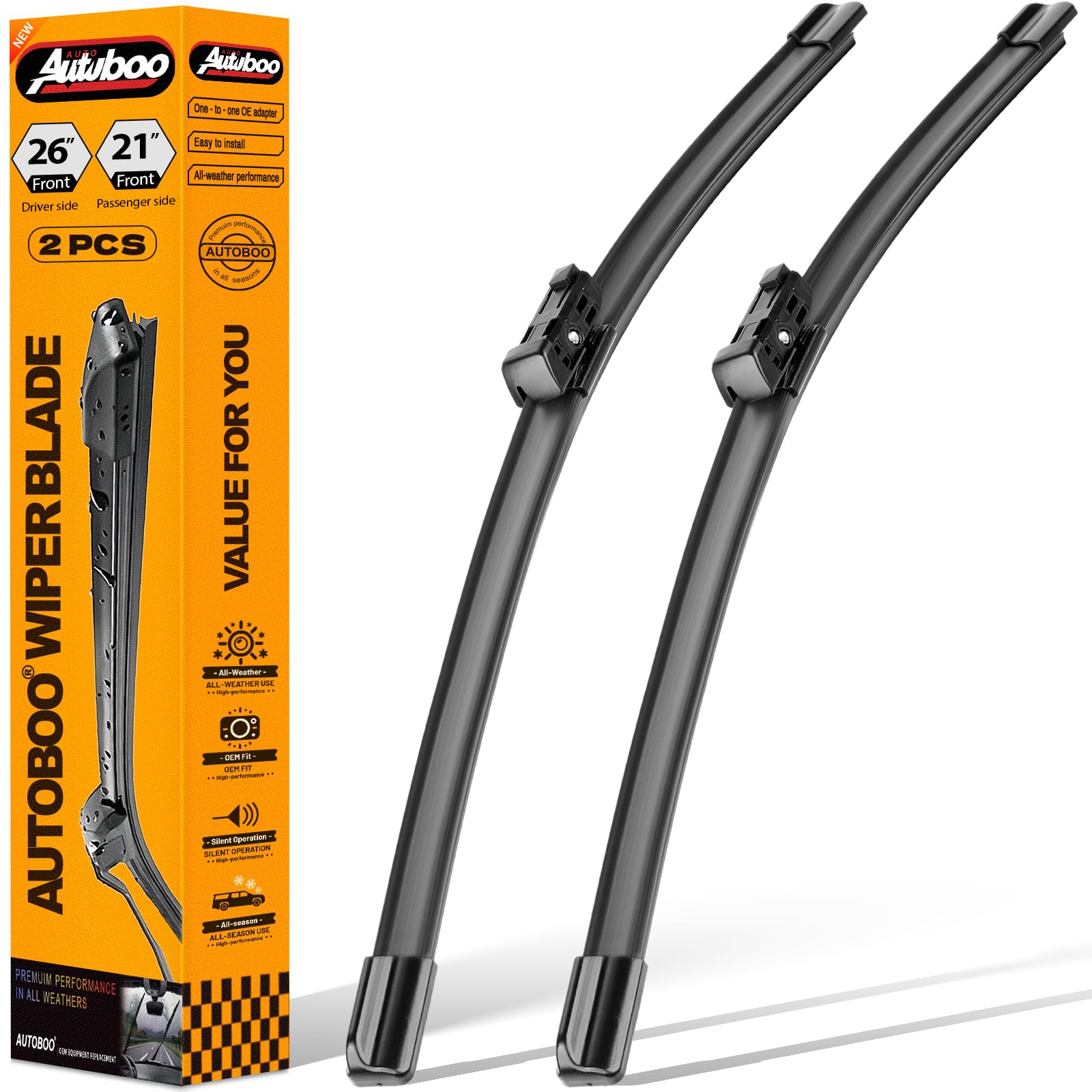 26"+21" Windshield Wiper Blade Replacement for Audi A6 A7 S6 S7 RS7 2012-2018 -Original Factory Quality (Pack of 2)