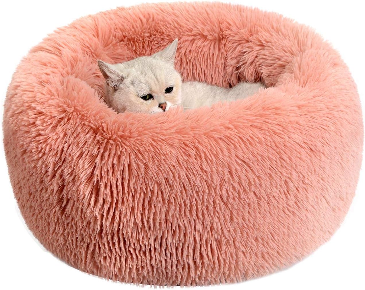 BAROMGA Cat Dog Bed Plush Fluffy Donut Cuddler Pillow