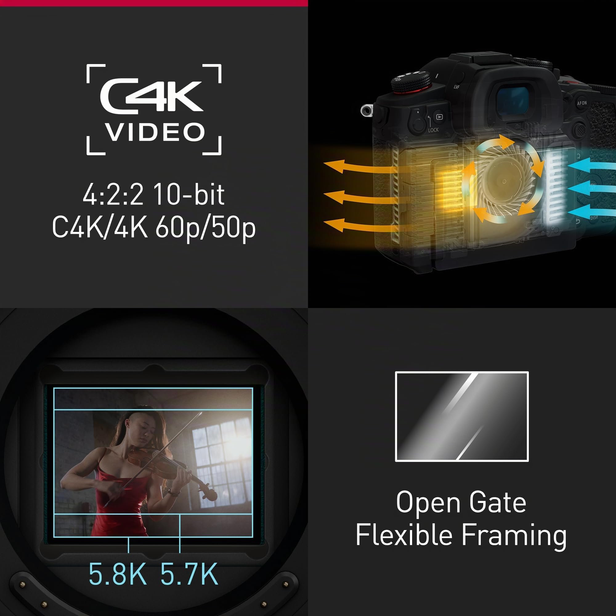 Panasonic Lumix DC-GH7E Micro Four Thirds Kamera, 25,2 MP, Open Gate, C4K/4K 4:2:2 60/50p Video, Phasen-Hybrid-AF, Active is, LUT, 32-Bit Float-Audio, OLED-Sucher, drehbarer Monitor, Schwarz