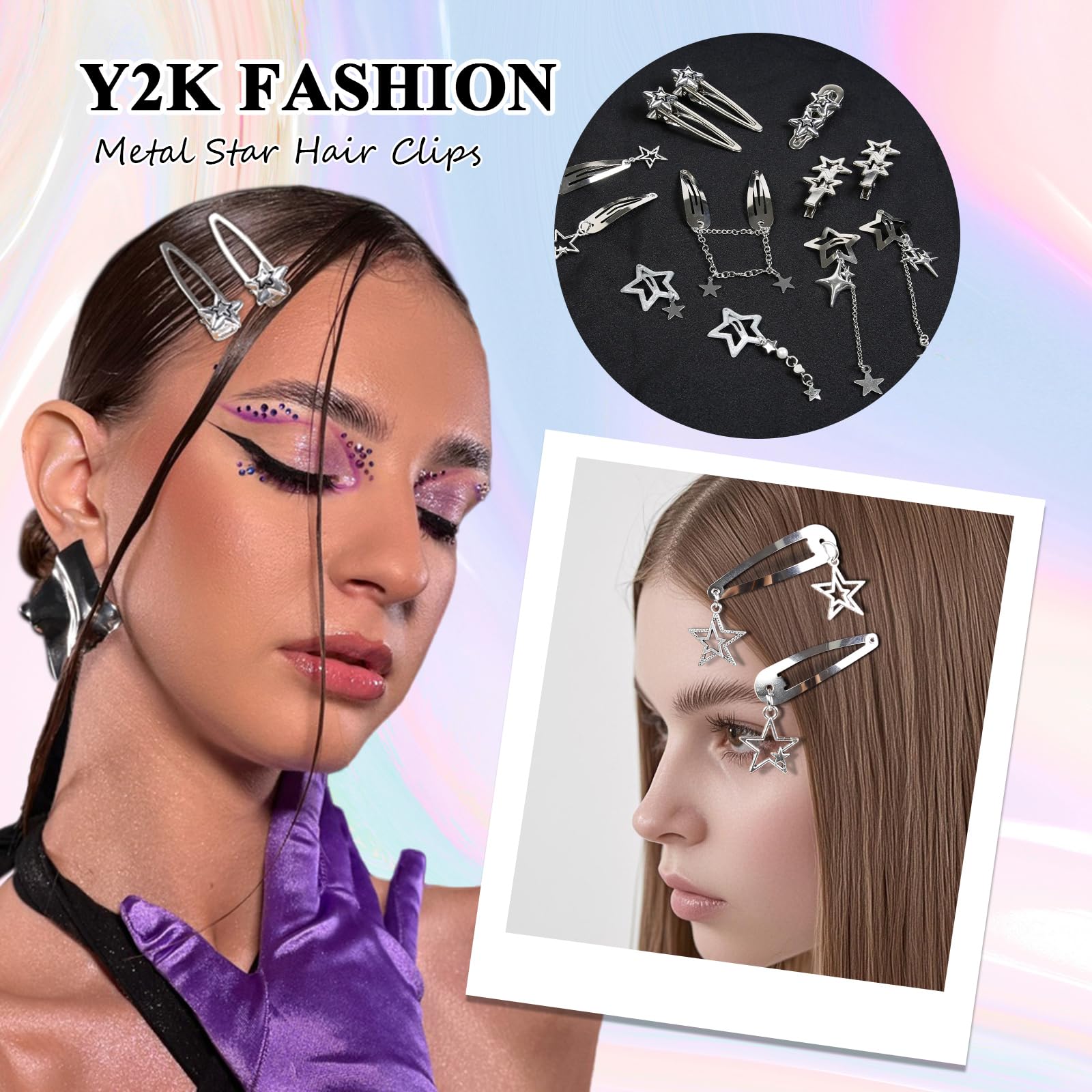 Amazon.com : 12PCS Y2K Star Hair Clips Metal Punk Hair Barrettes