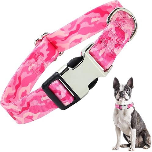 Collares para perros pequeños con pajarita, collar de camuflaje rosa para perro, collar ajustable de nailon suave para mascotas, para perros y