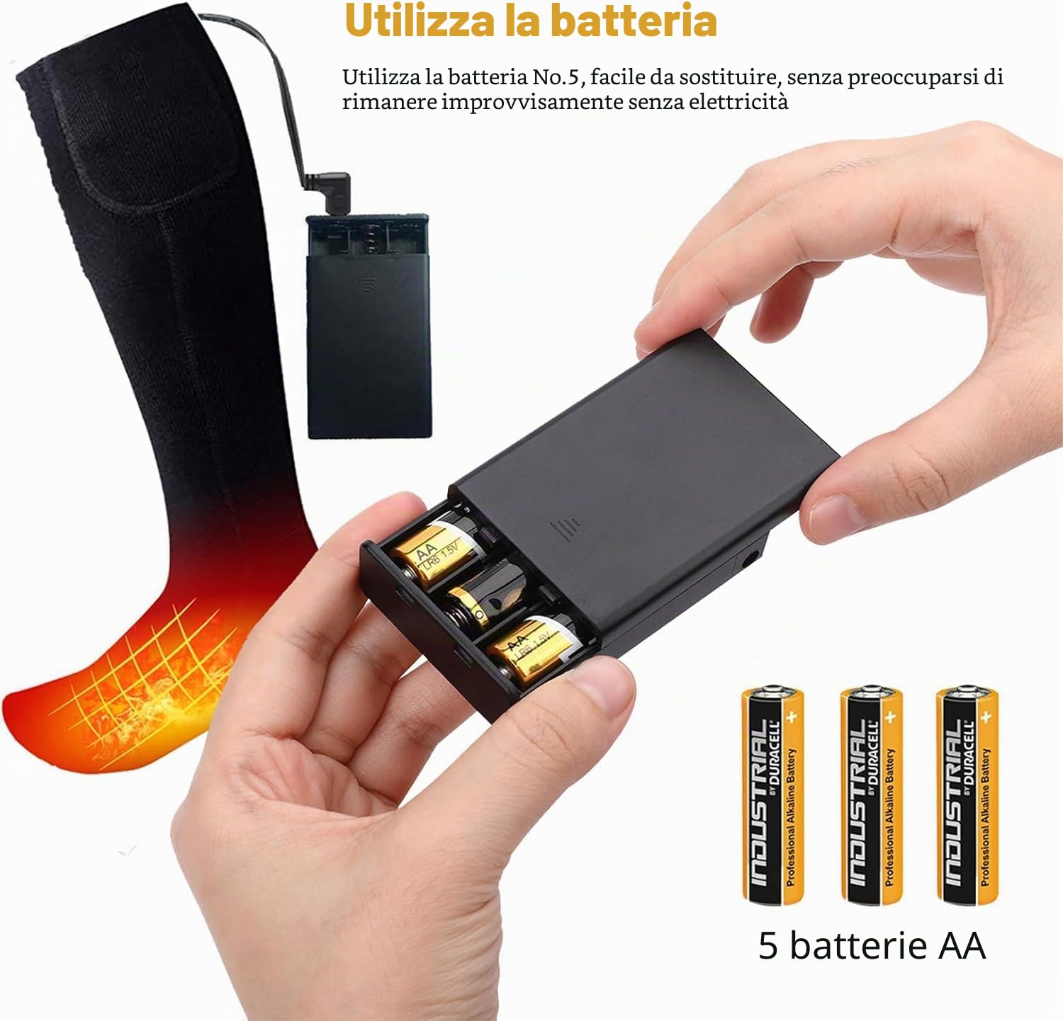 Calzini riscaldati, calzini riscaldati elettrici per uomini e donne, calze termiche isolate a batteria, calzini invernali per sport all'aria aperta
