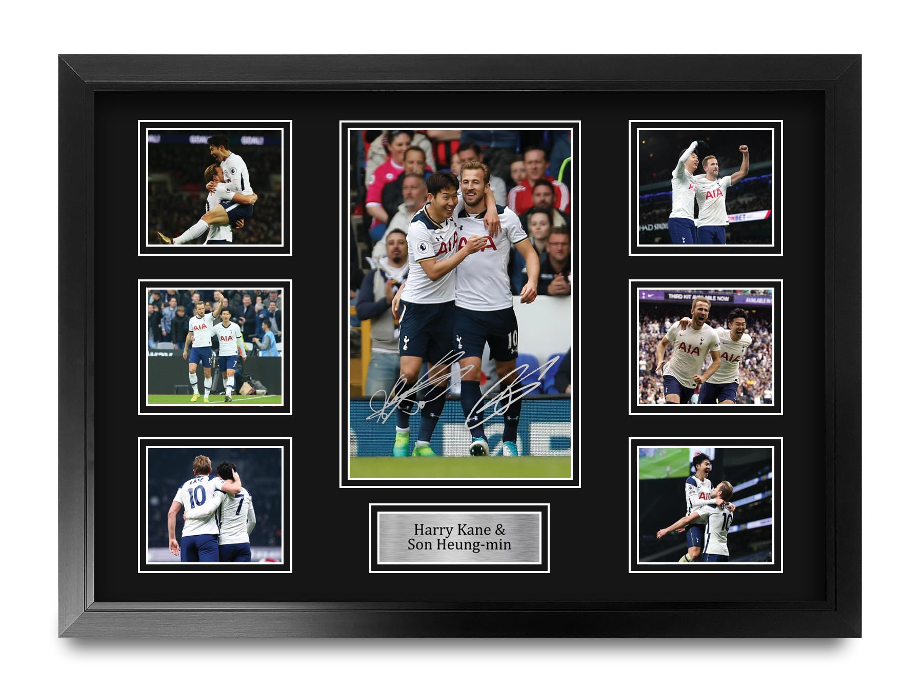 HWC Trading Harry Kane & Son Heung-min Printed Memorabilia Signed Autograph Photograph Display for Football Fans and Supporters - A2 Framed (ID-006512)