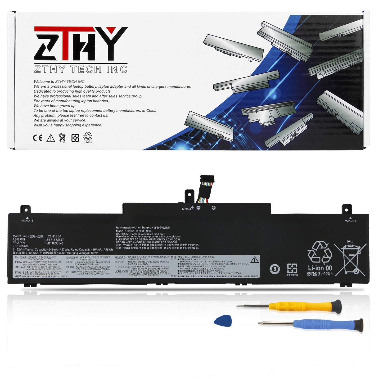Amazon.com: 57Wh L21M3PD4 Laptop Battery - Replacement for Lenovo