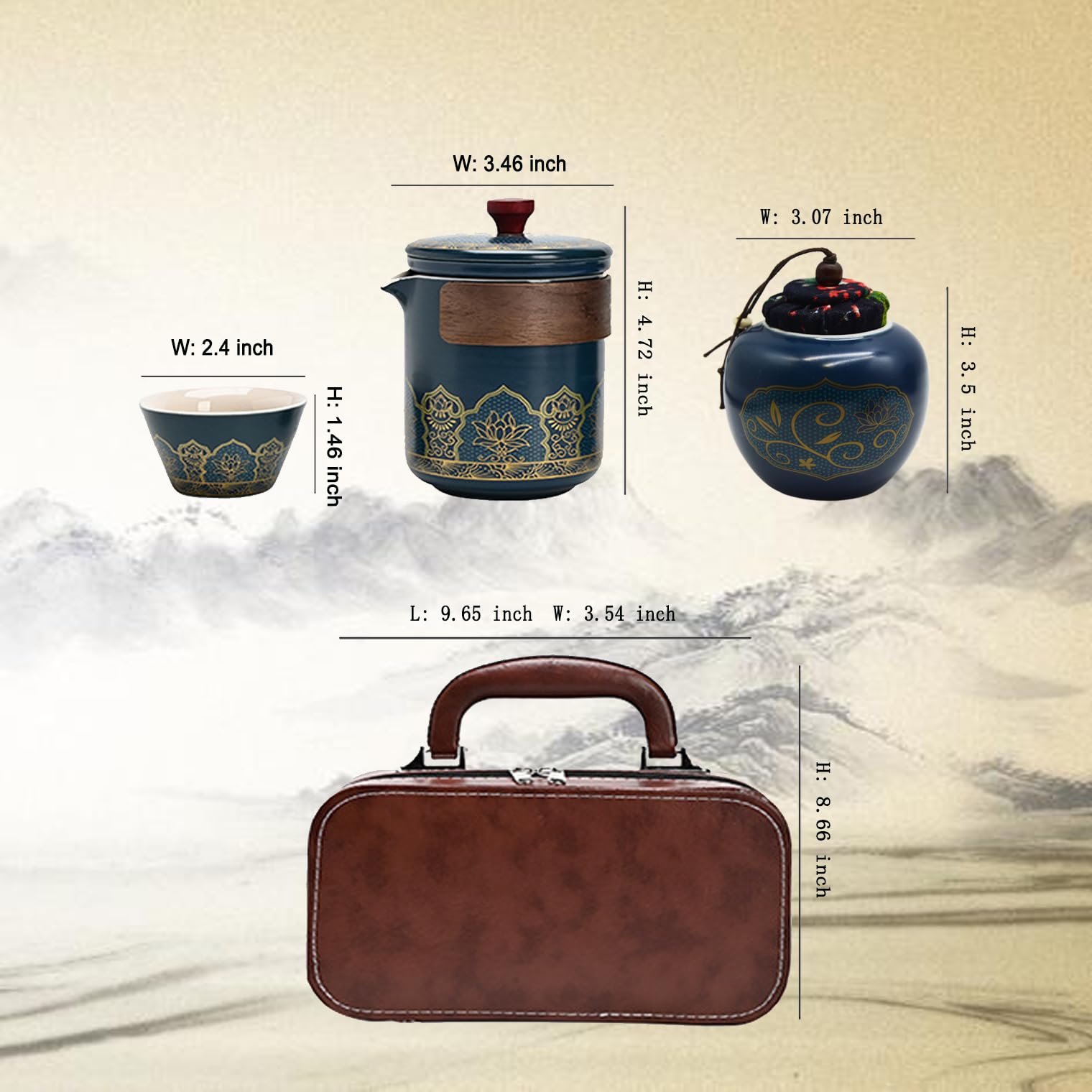 6-Piece Gift Box Pique Tea Set With Filter Portable Tea Set Chinese Traditional Gongfu Tea Set Travel Tea Set Cup Tea Ceramic Tea Pot Suitable for Home Outdoor Office Friends Holiday Birthday Gift