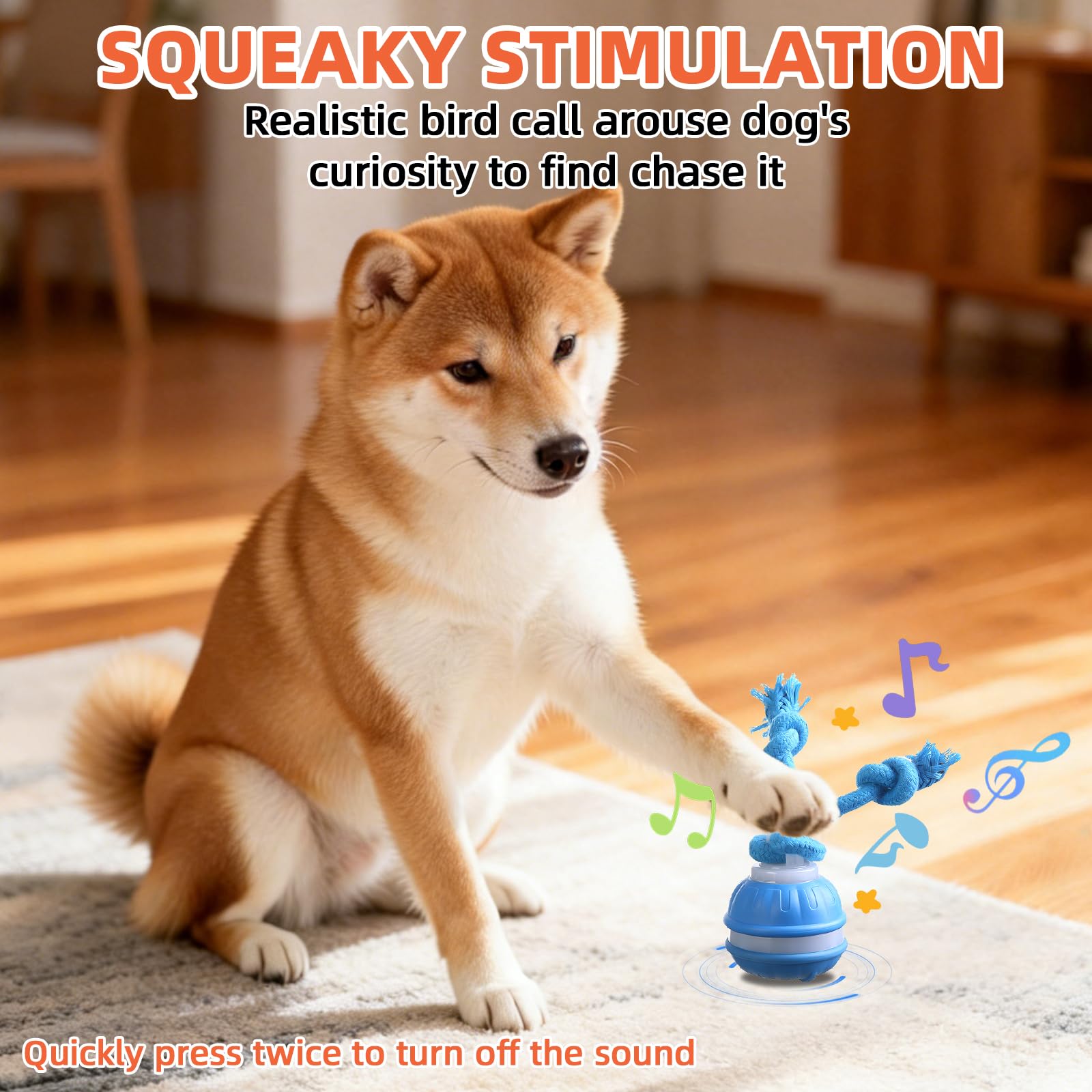 Juguetes para Perros, Pelotas para Perros Interactivos, Juguetes Perro de Salto Automático, Inteligente Pelota Interactiva Perro con Cuerda para Pequeños y Medianos (Azul+Naranja)