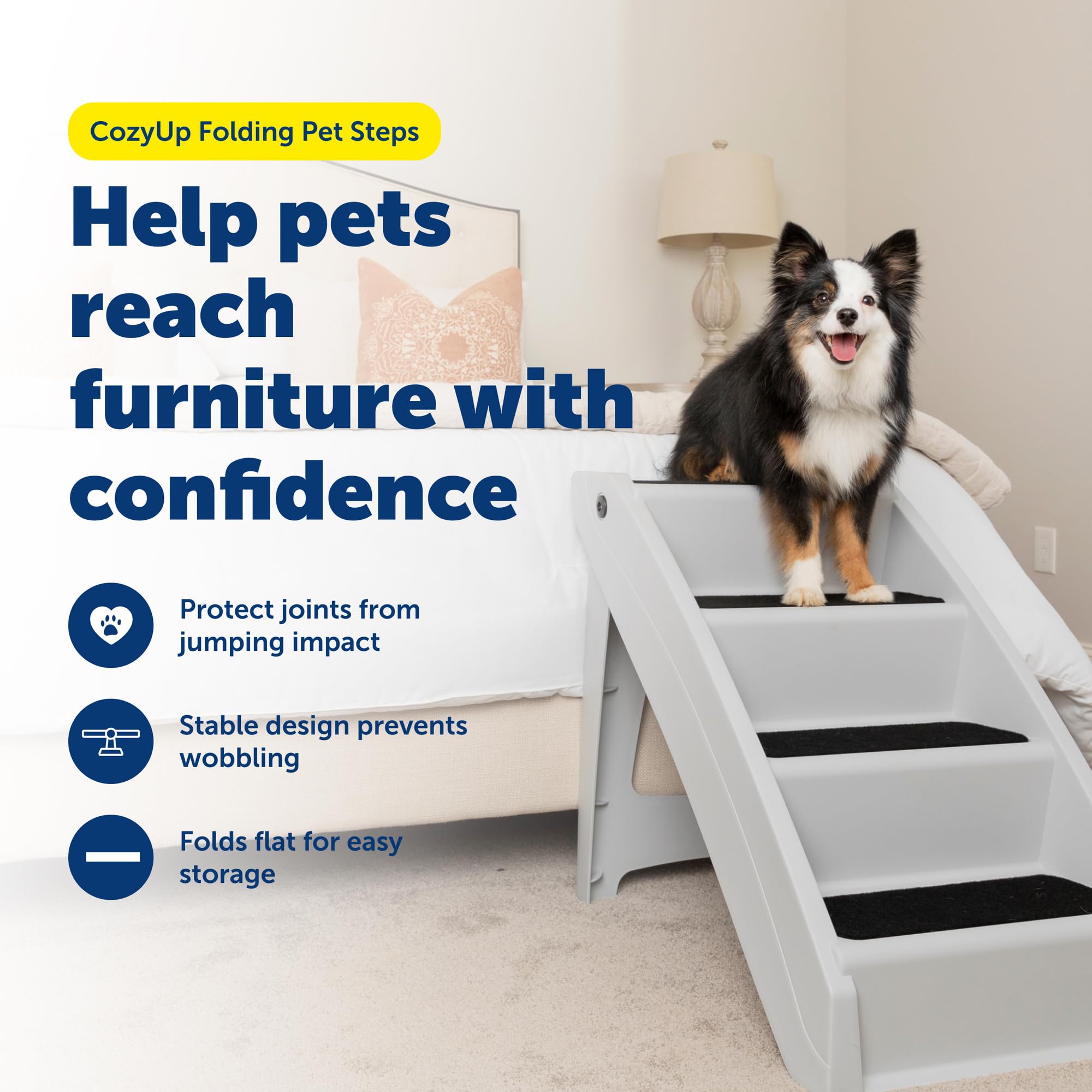 PetSafe CozyUp - Scaletta pieghevole per animali domestici, per cani e gatti, ideale per animali domestici di piccola e grande taglia, extra large, grigio