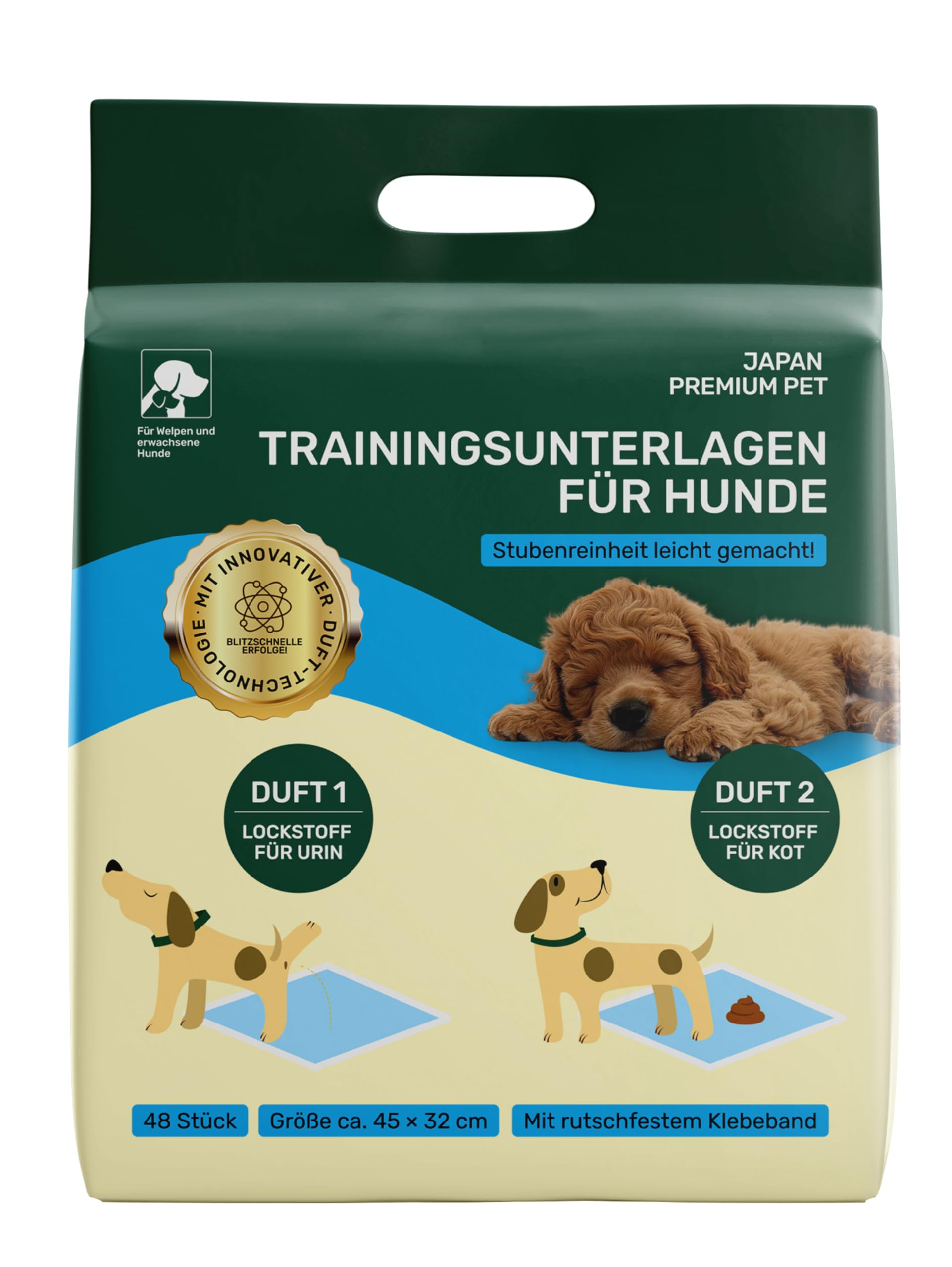 Hundetoilette Trainingspads | Hochsaugfähige Pipi Matten für Hunde | 2-Polymer-Technologie | Geruchsneutralisierend & Rutschfest Welpen Unterlagen | Antibakteriell Puppy Pads | 48Stk